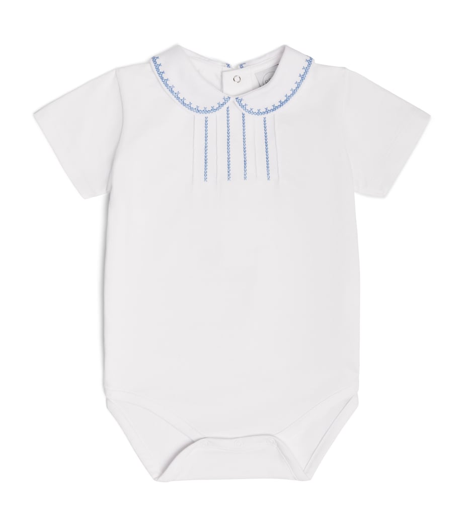 PEPA LONDON Cotton-Blend Embroidered Bodysuit (1-12 Months) Blue Image 1