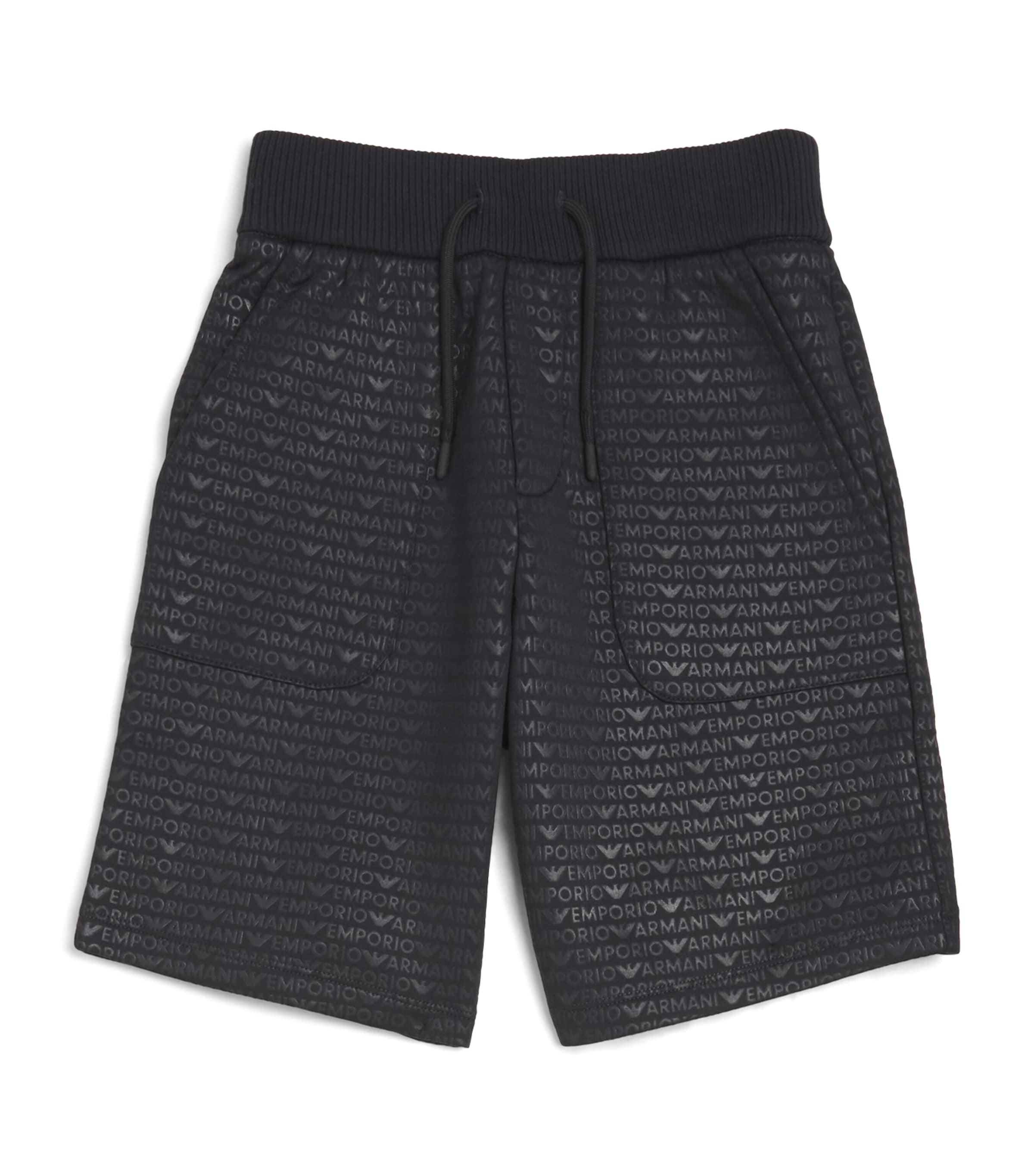 Shop Emporio Armani Repeat-logo Shorts In Navy