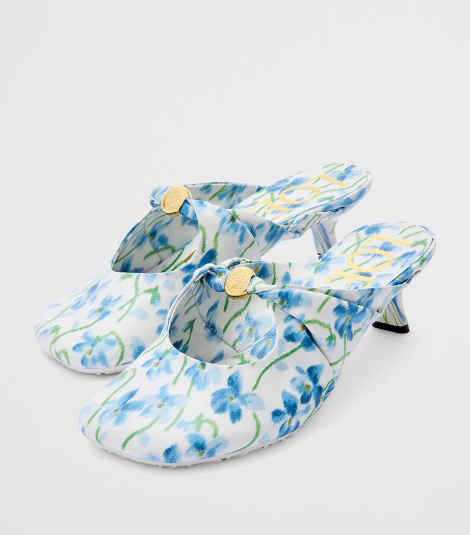 Floral Print Pebble Mules 45 SOFT WHITE/BLUE Image 3