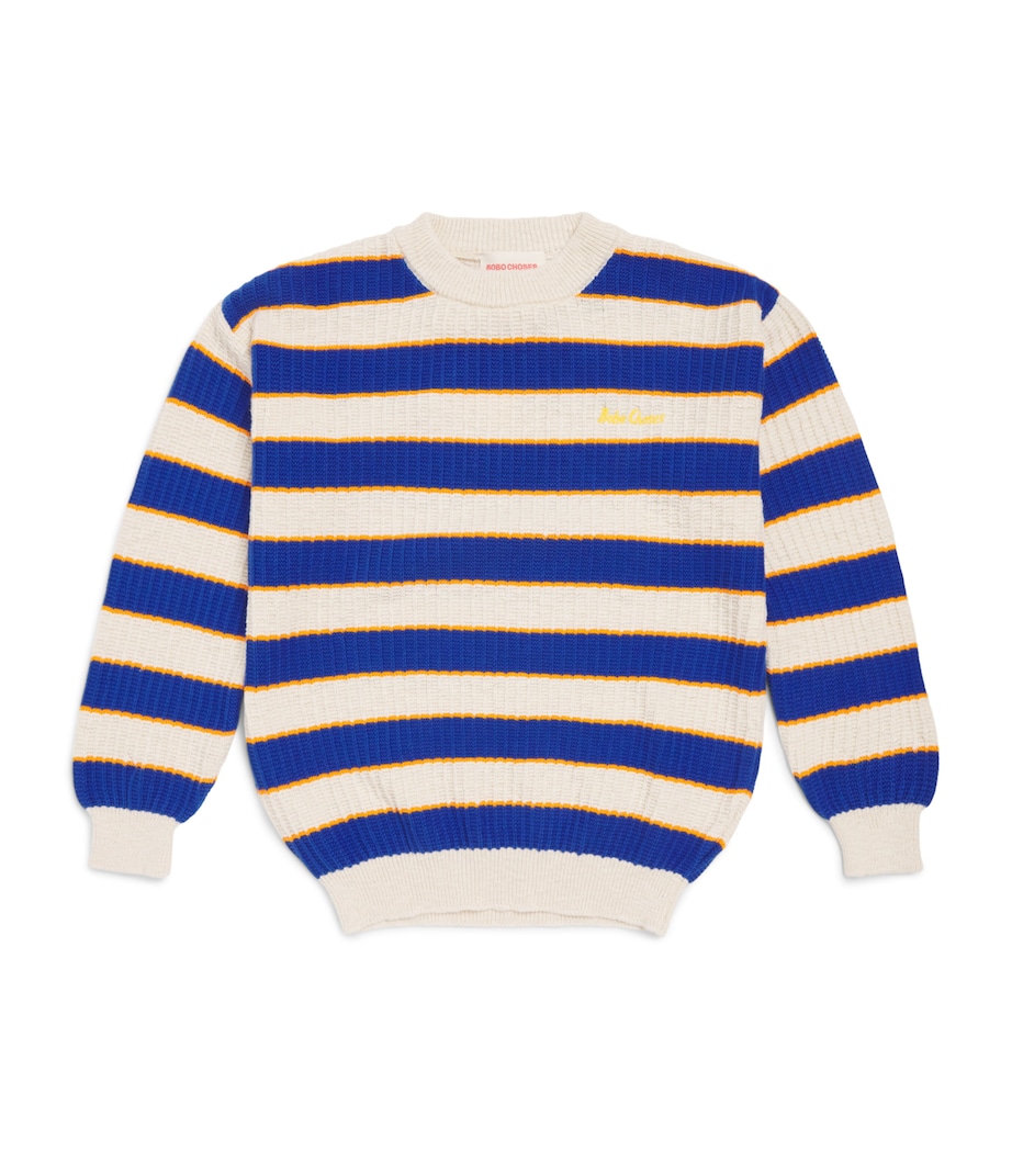 Bobo Choses Cotton Stripe Sweater (8-9 Years) Blue Image 1