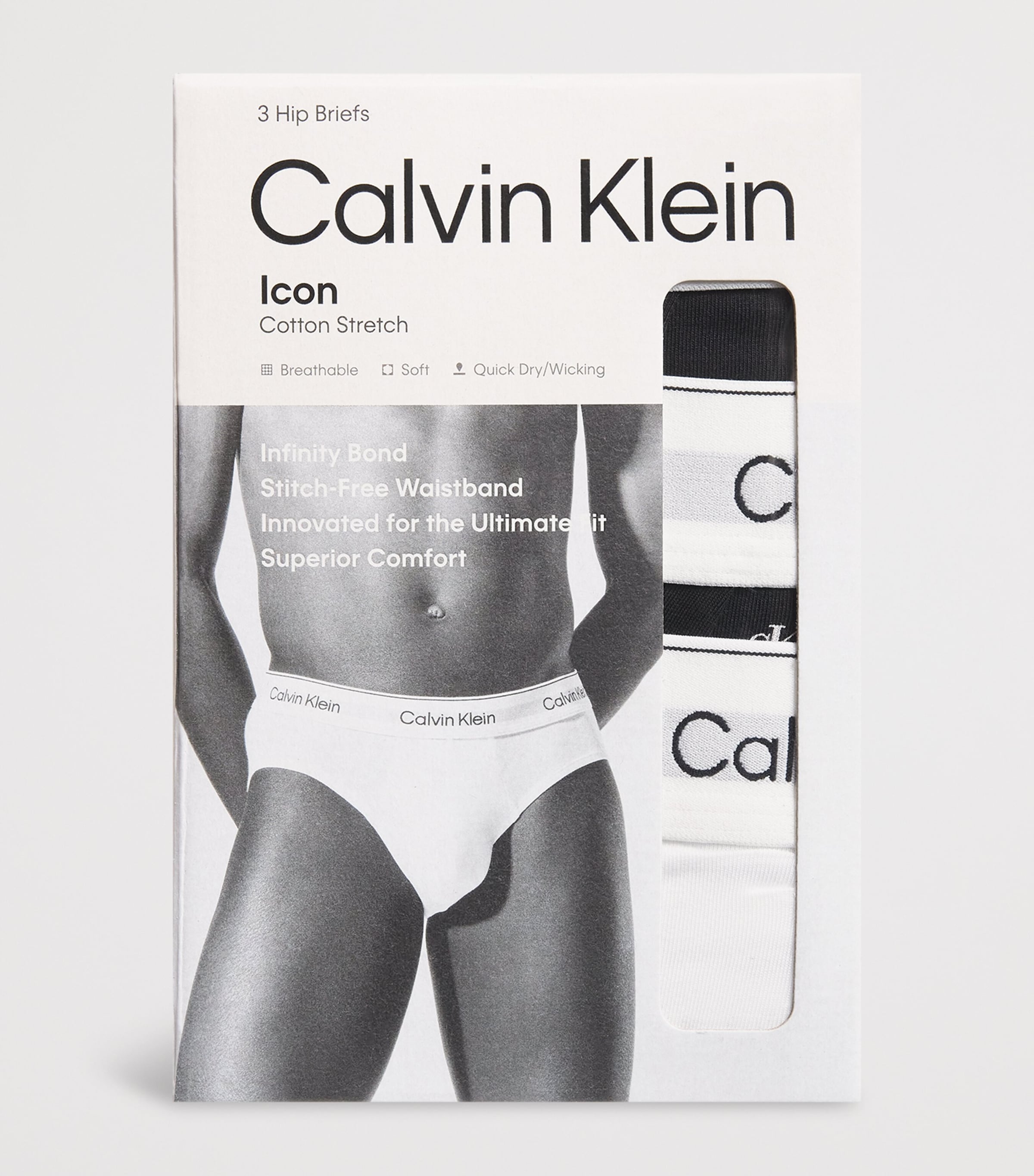 Calvin Klein Mens Cotton Stretch Icon Hip Briefs (Pack of 3) Multi Image 4