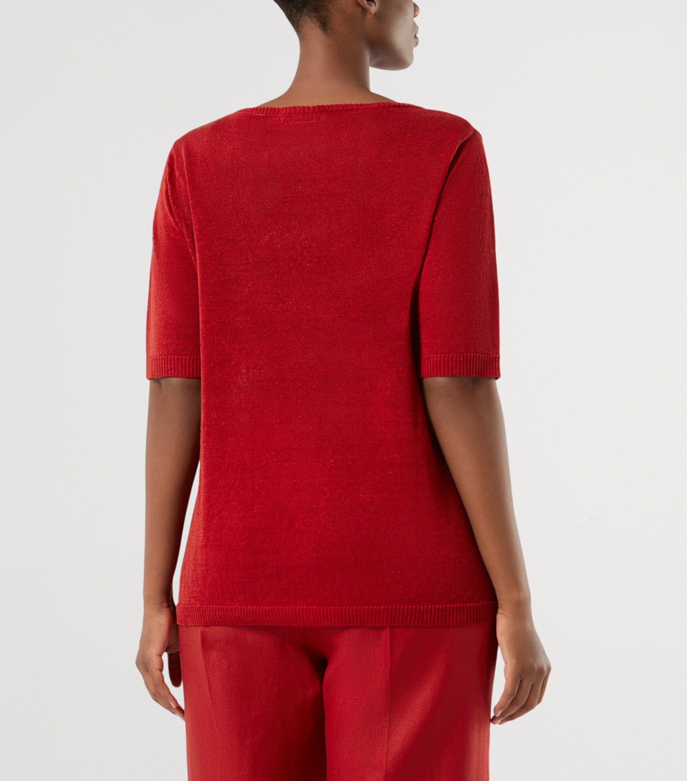Marina Rinaldi Womens Linen-Blend T-Shirt Cherry Image 4