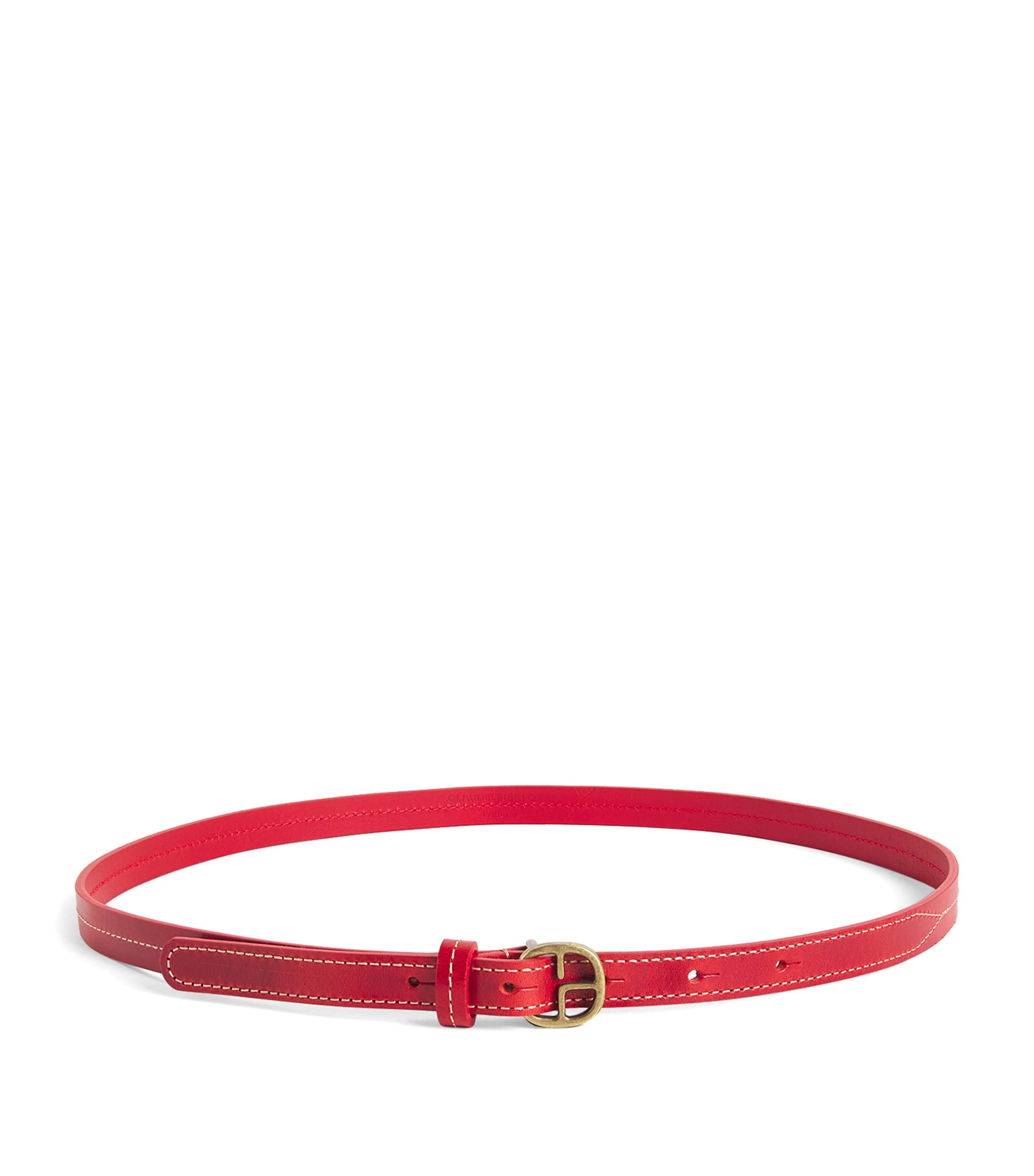Claudie Pierlot Leather Topstitched Belt In Red