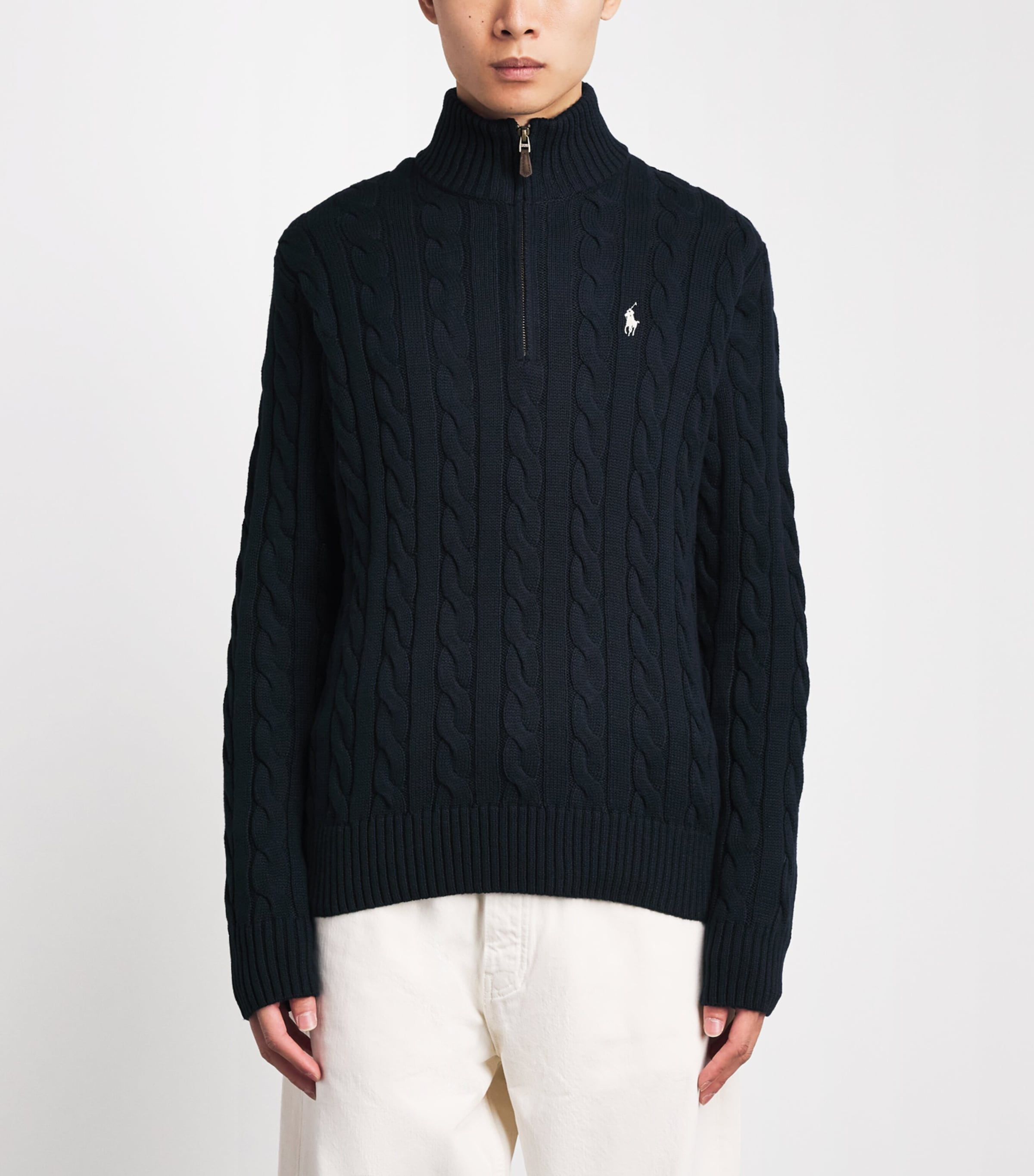 Polo Ralph Lauren Mens Cotton Cable-Knit Sweater Hunter Navy W/ Image 4