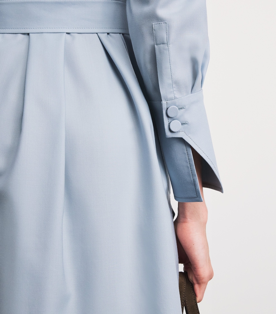 Colombo Womens Cashmere Oversized Belted Shirt Flower Print Blue Sky Image 3