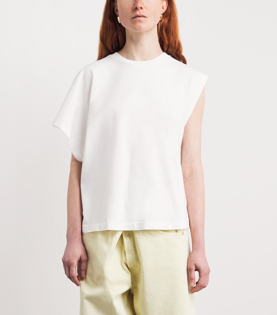 AGOLDE Womens Cotton Corrine Asymmetric T-Shirt White Image 4