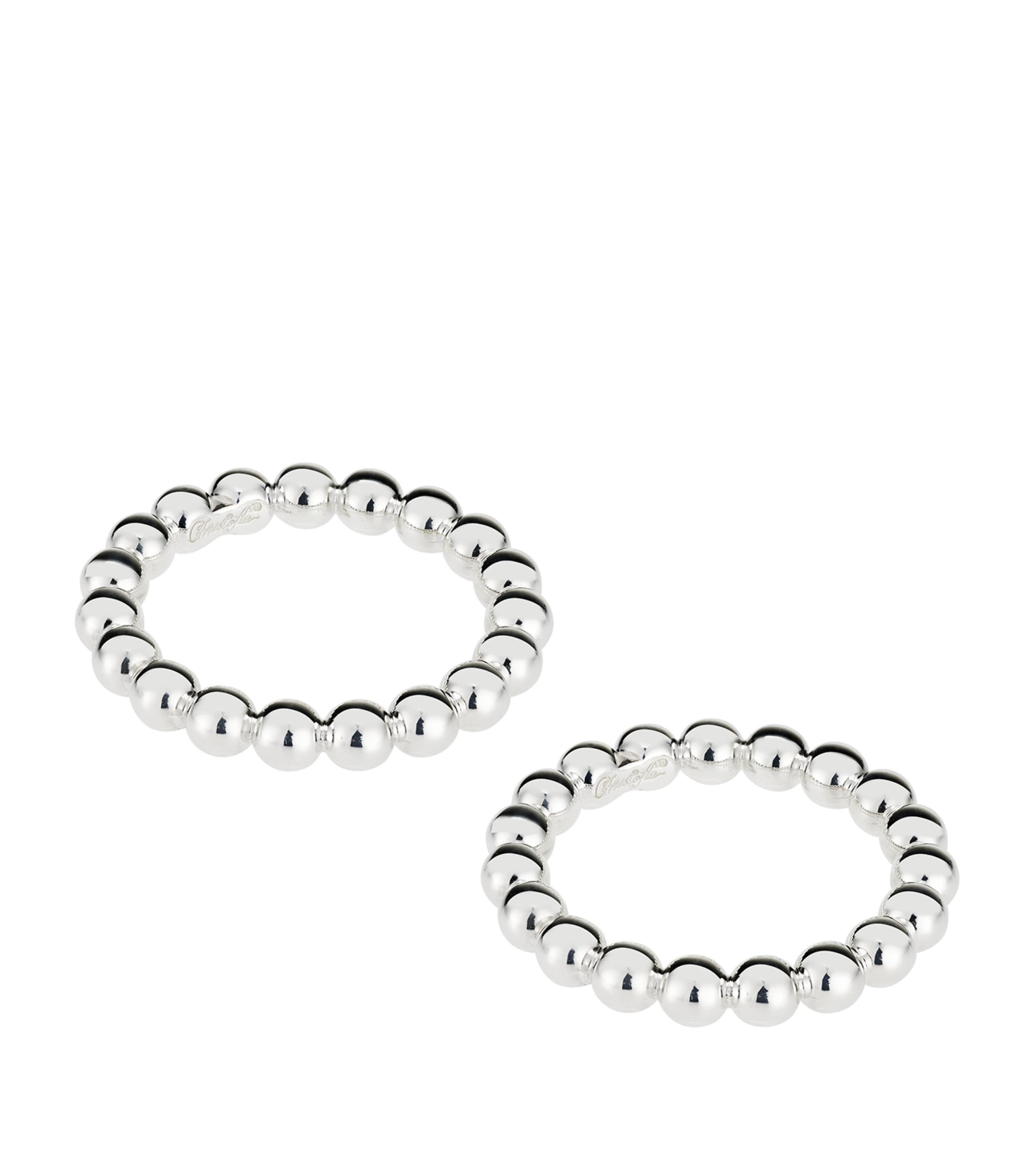 Christofle Set Of 2 Silver-plated Perles Napkin Rings