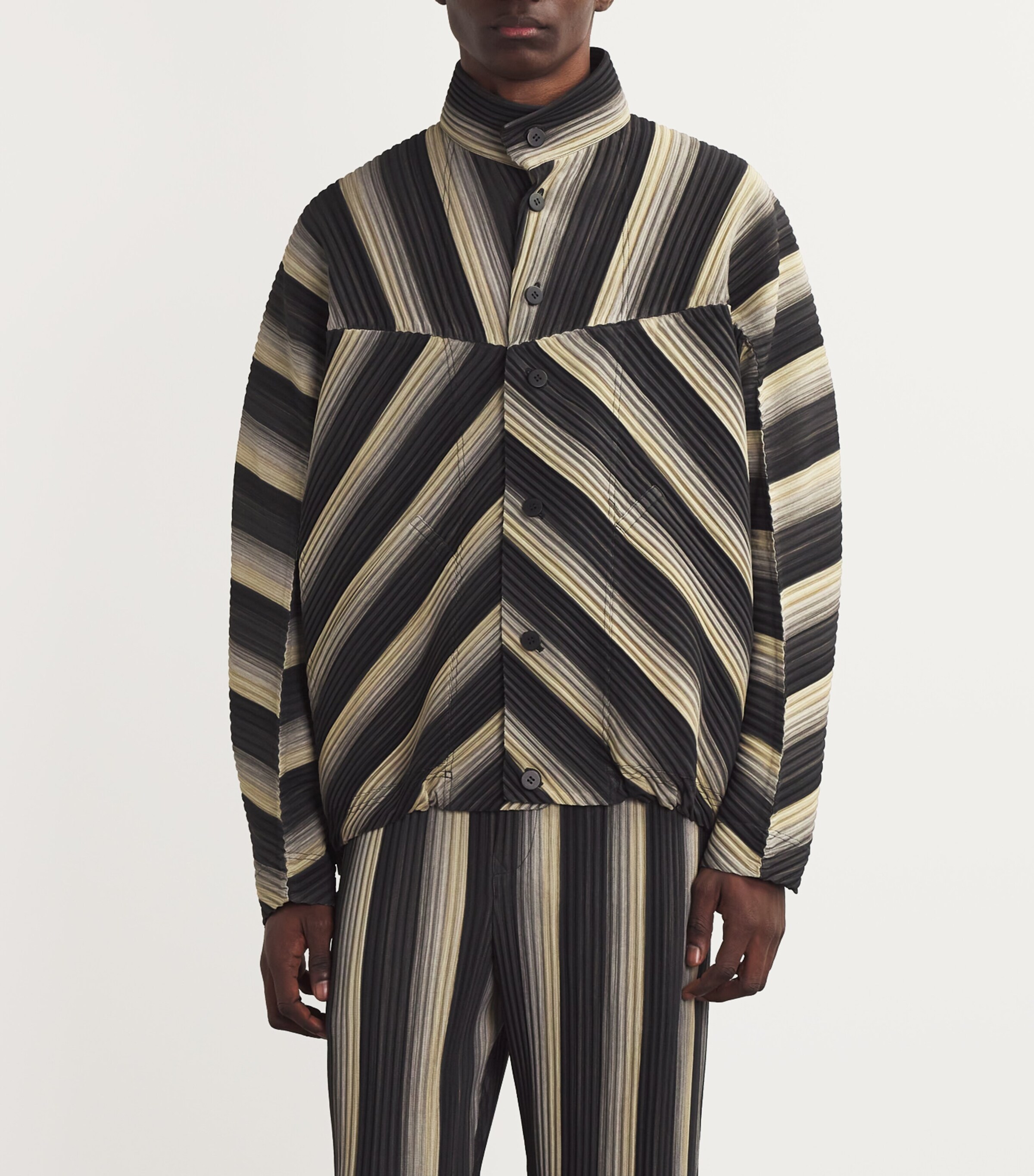 Homme Plissé Issey Miyake Multi Striped Pleated Jacket