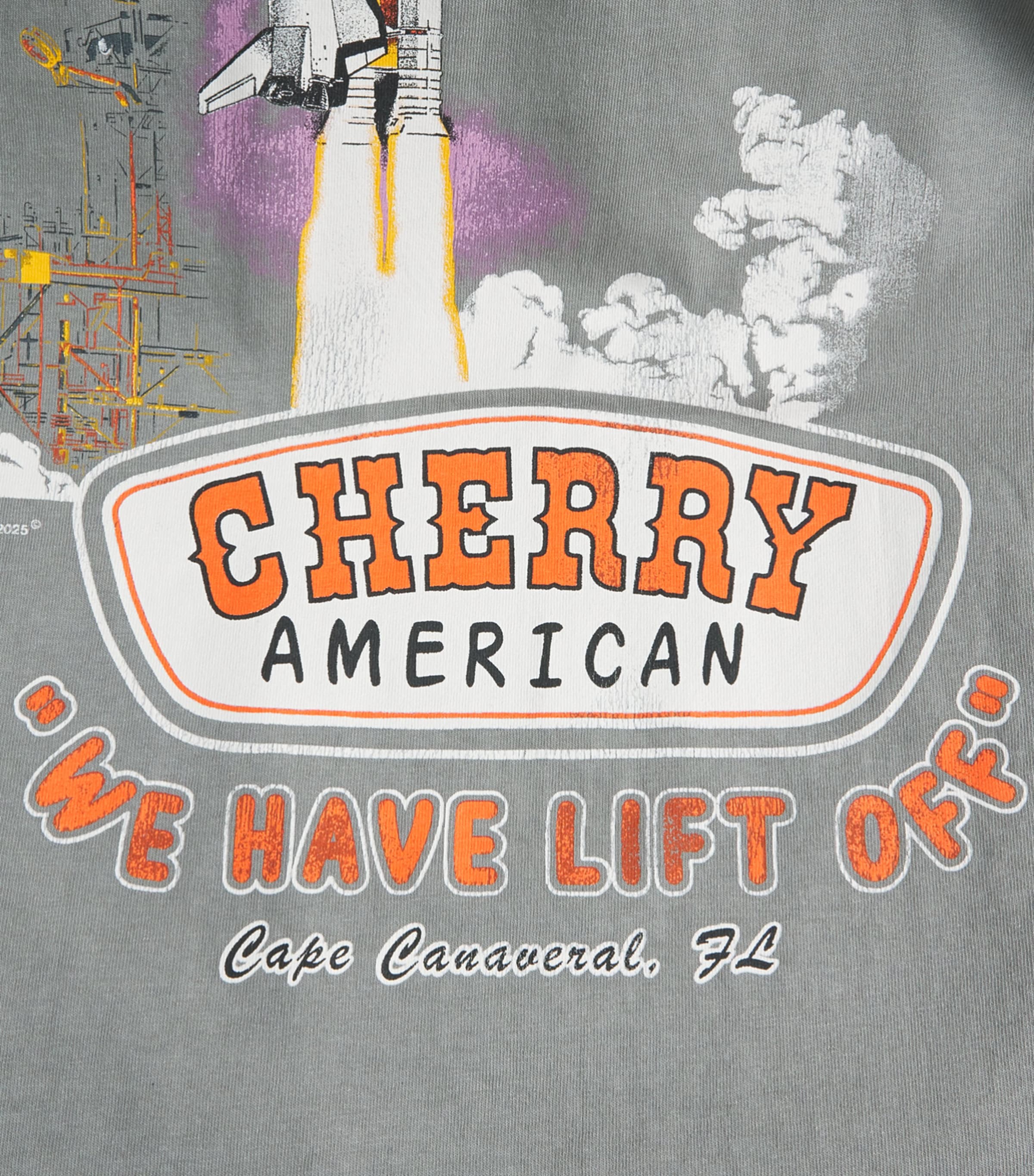Cherry Los Angeles Mens Cotton Cape Canaveral T-Shirt Smoke Image 6