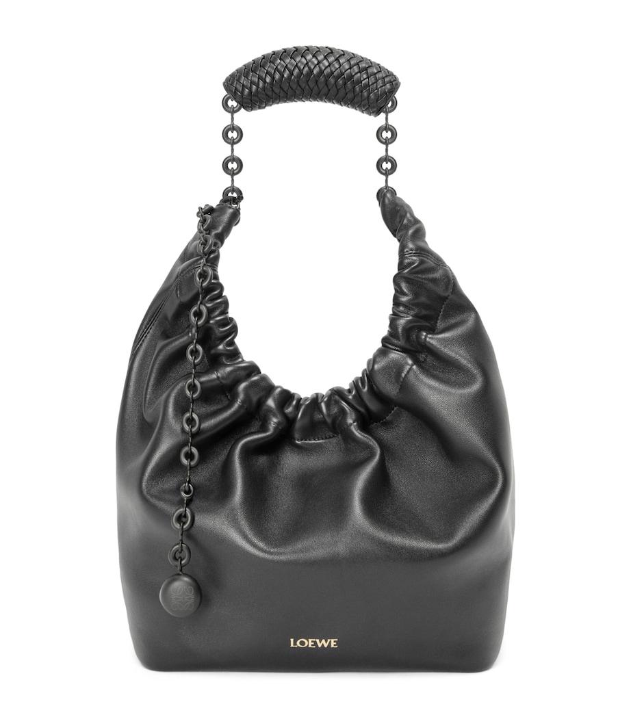 Small Leather Squeeze Top-Handle Bag BLACK Image 1