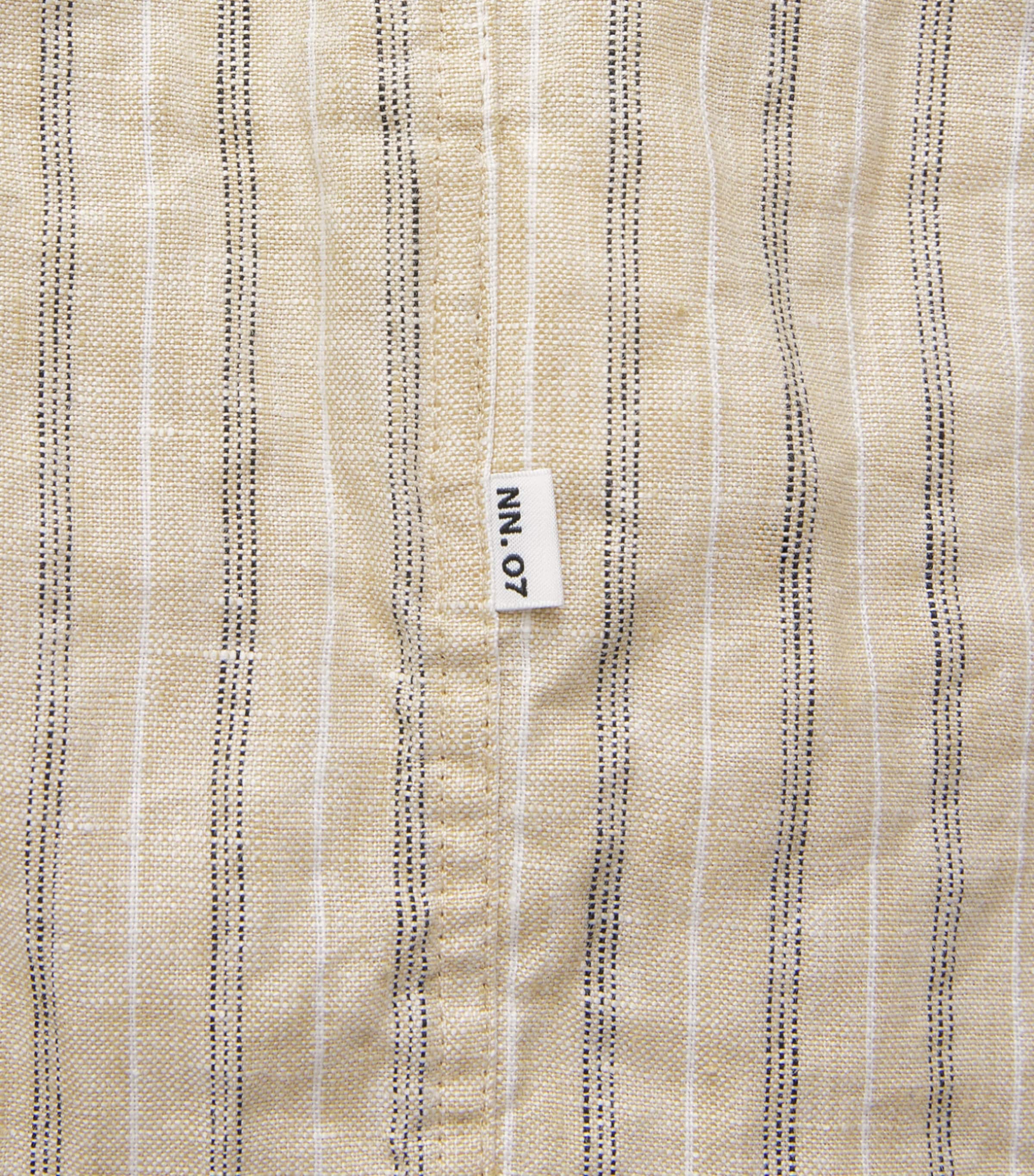 NN.07 Mens Linen Stripe Deon Shirt Black Stripe Image 6