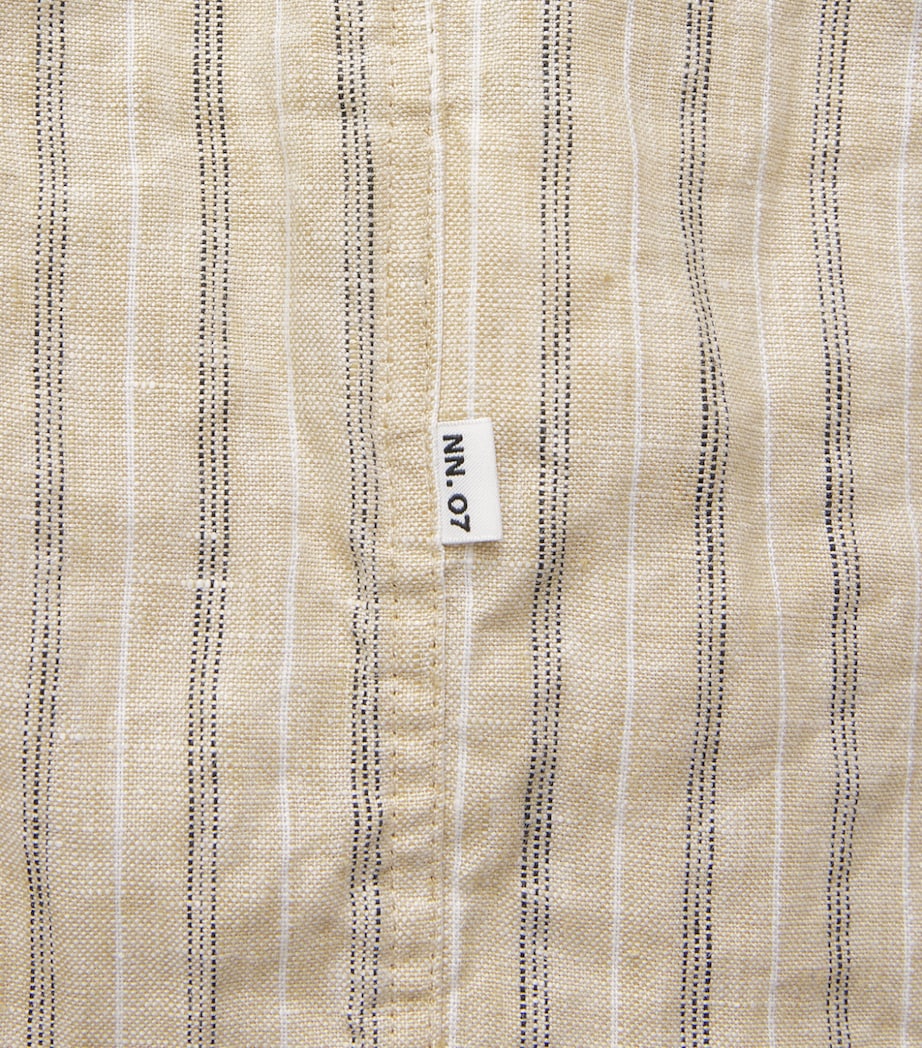 NN.07 Mens Linen Stripe Deon Shirt Black Stripe Image 6