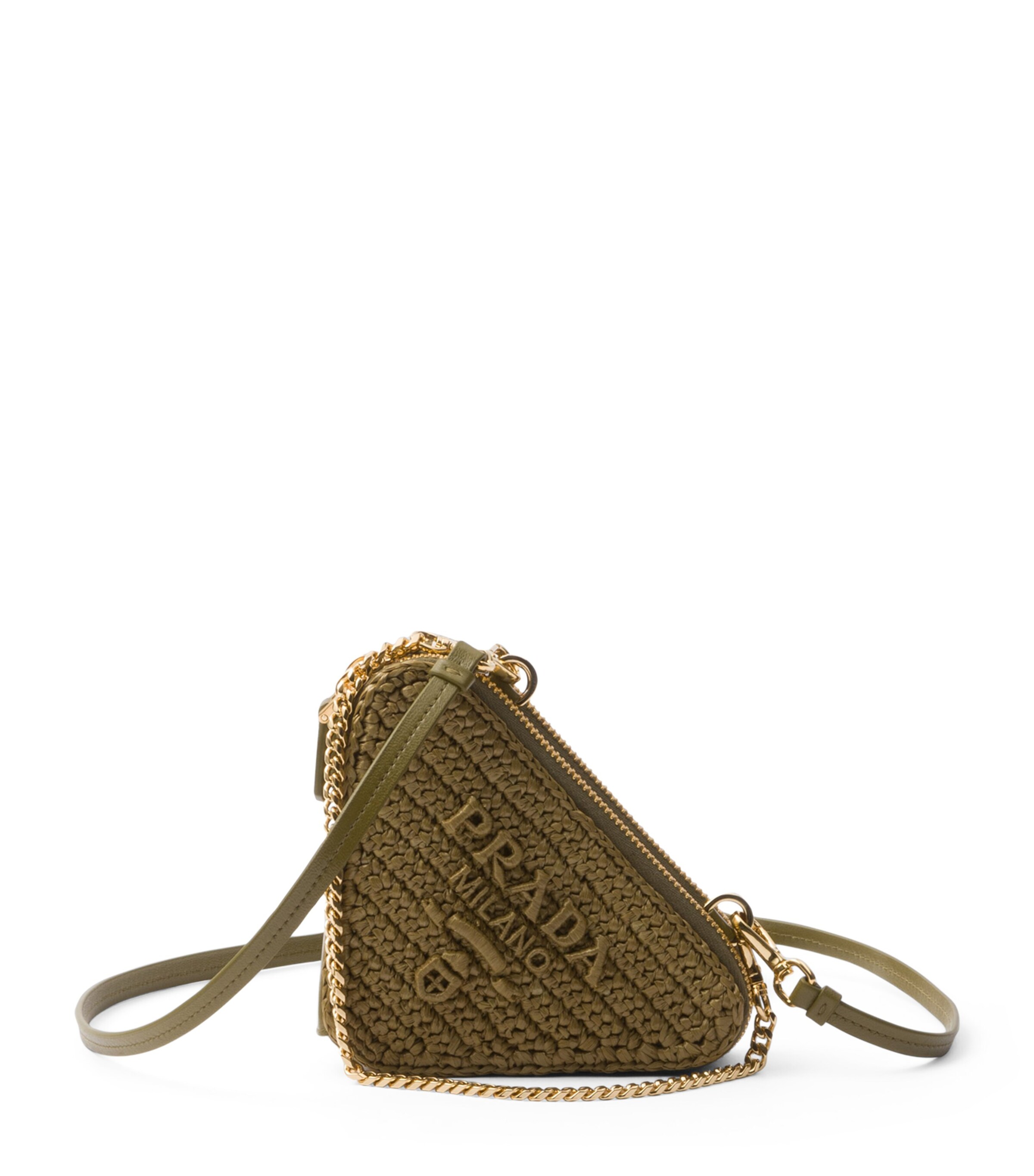 Prada Green Mini Woven Cross-Body Bag | Harrods UK