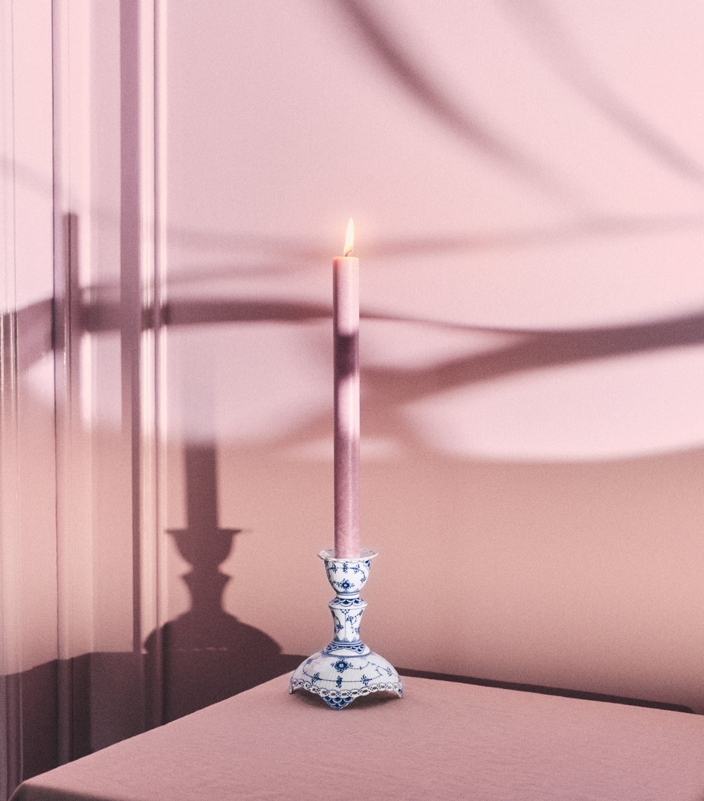 Royal Copenhagen Blue Fluted Full Lace Candleholder (13.5cm) Blue Image 2