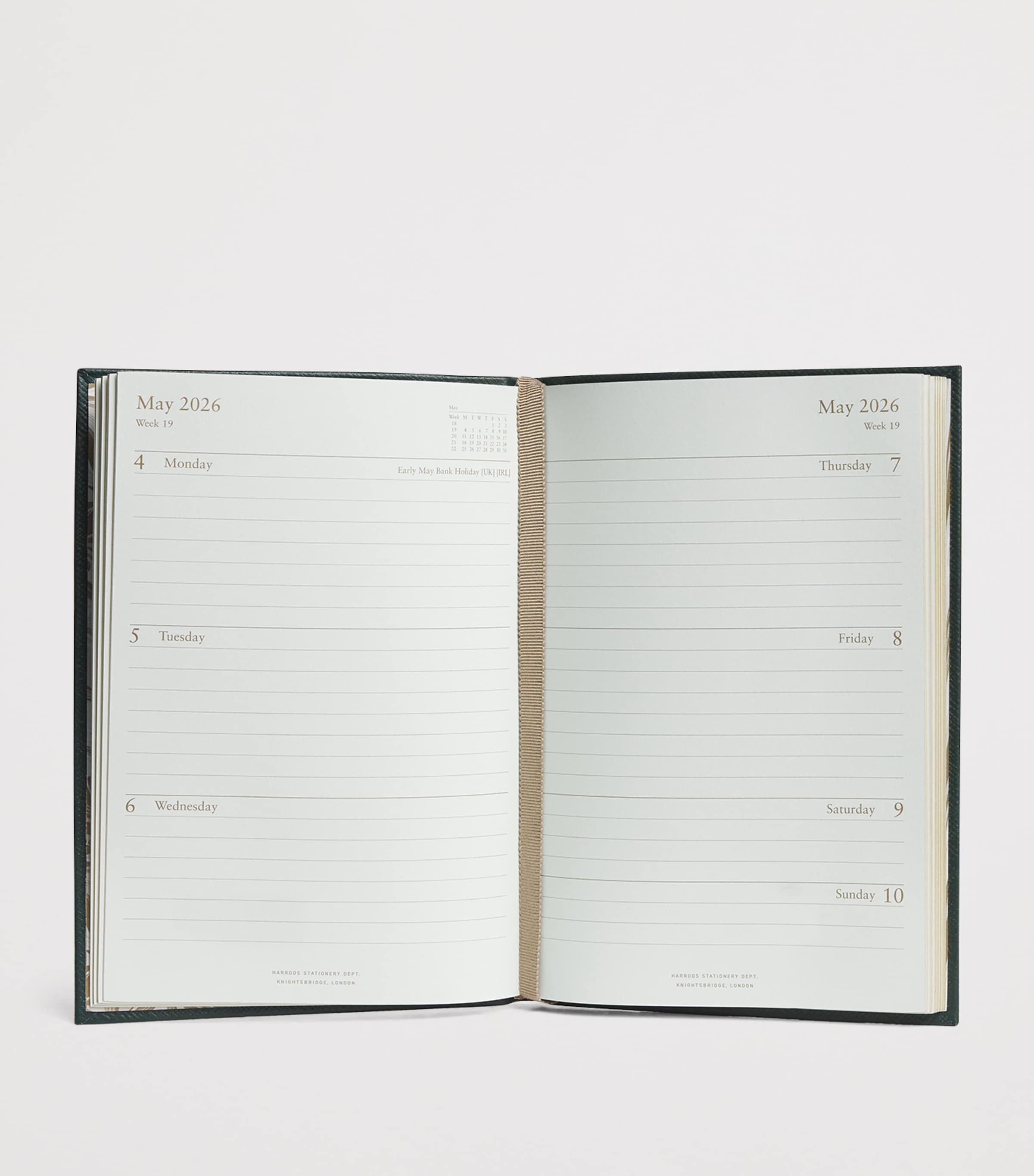 Leather A5 Diary 2026 HARRODS GREEN Image 3