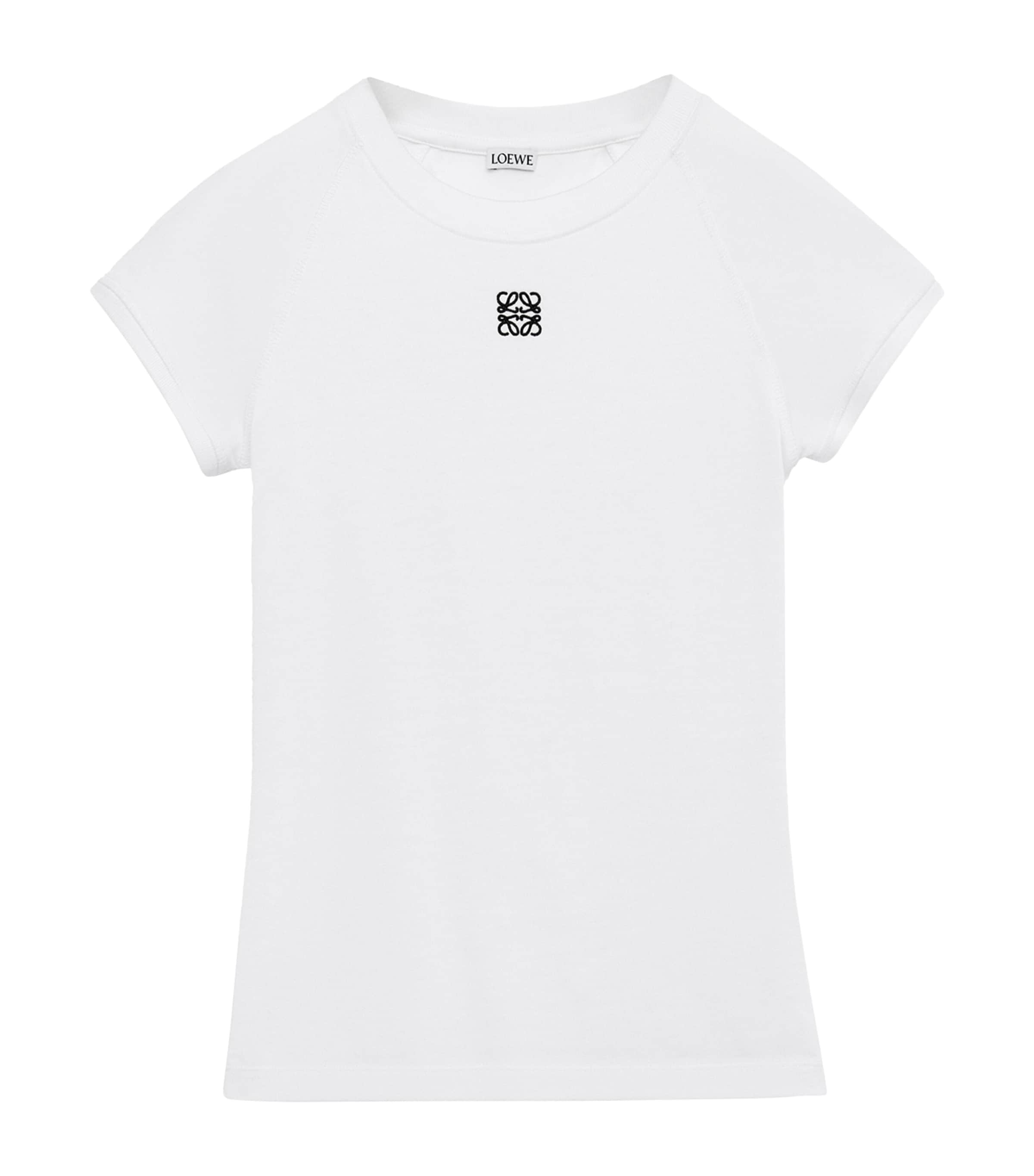 Loewe White Cotton-blend T-shirt With Anagram Logo Women In White