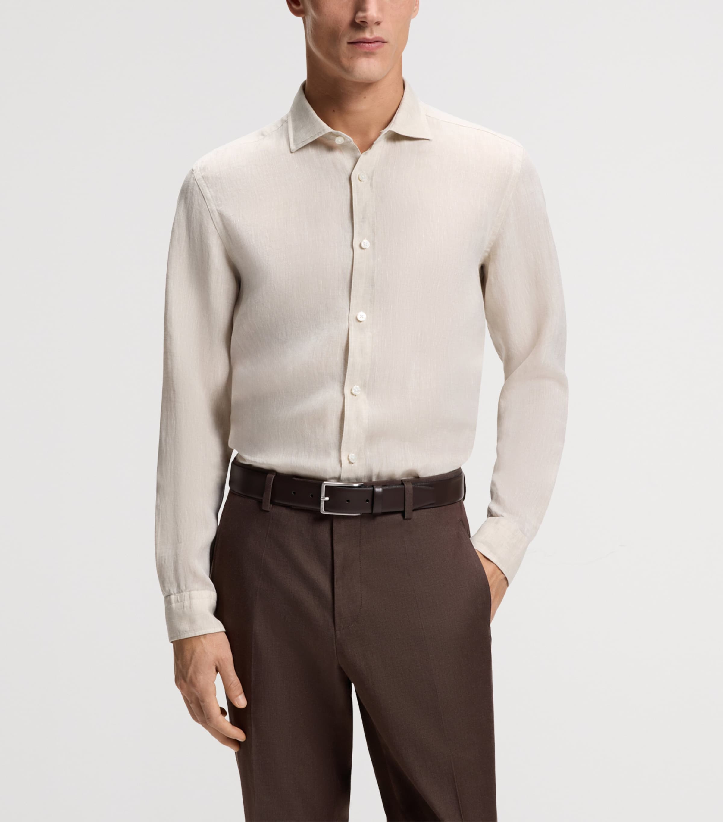 BOSS Mens Linen Regular-Fit Shirt Image 2