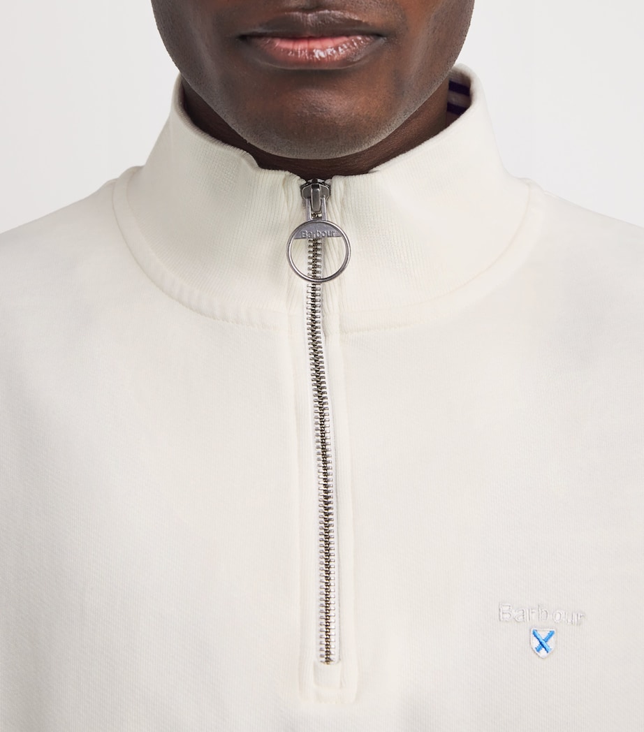 Cotton Rosford Half-Zip Sweatshirt WHISPER WHITE Image 6