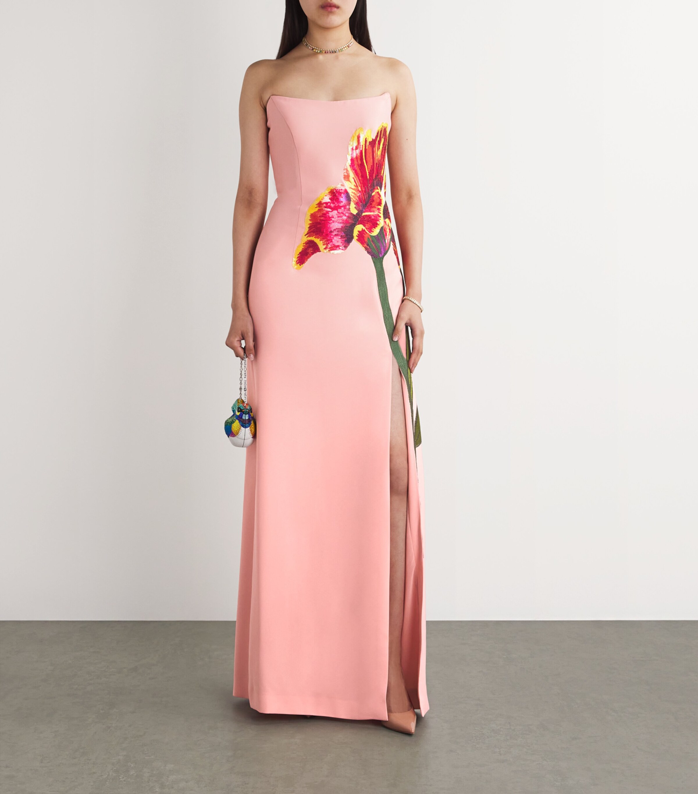 Costarellos Pink Crepe Sequinned Margita Gown | Harrods US