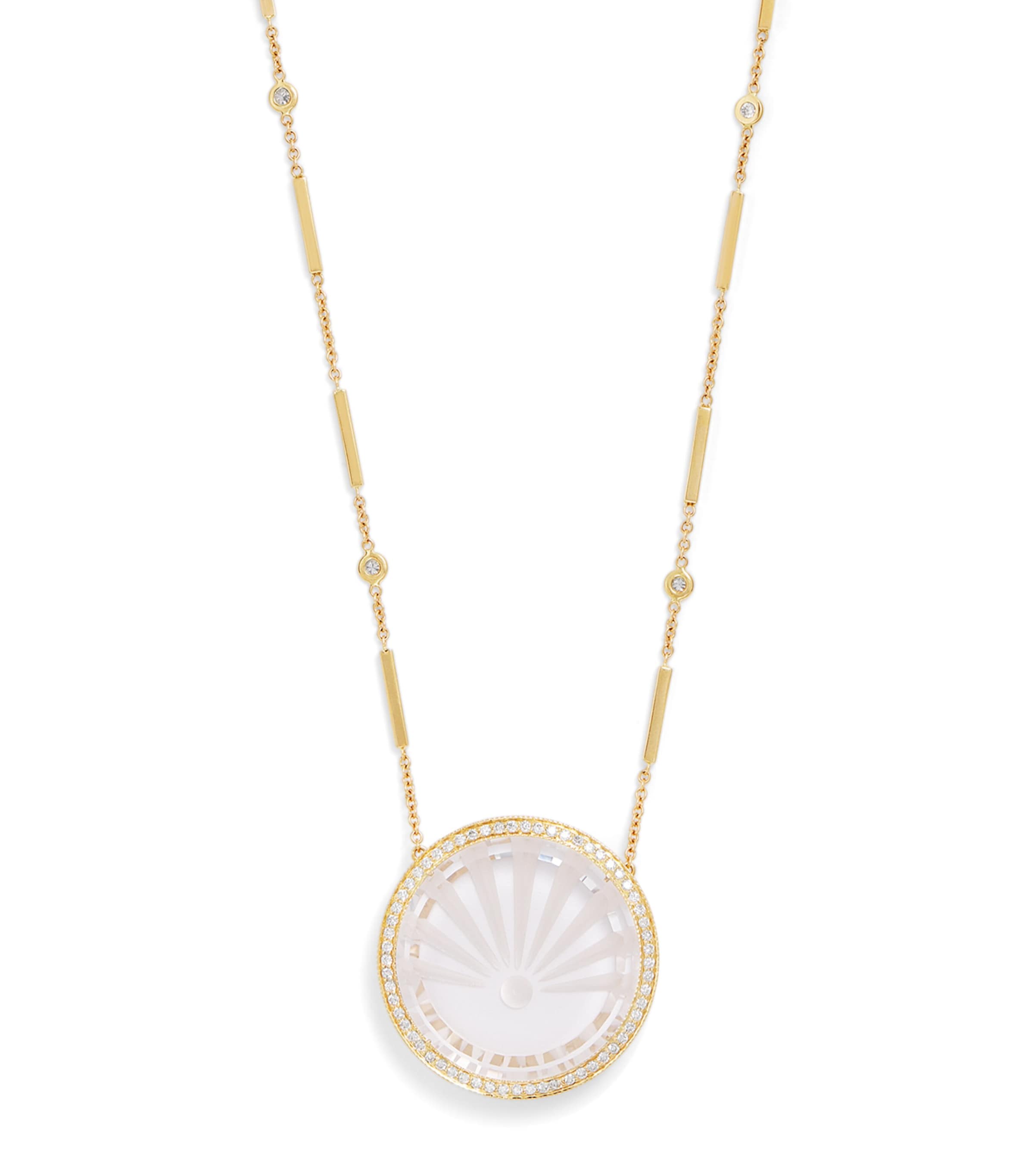 Large Yellow Gold, Diamond and Quartz Sunshine Necklace YELLOW GOLD Image 1