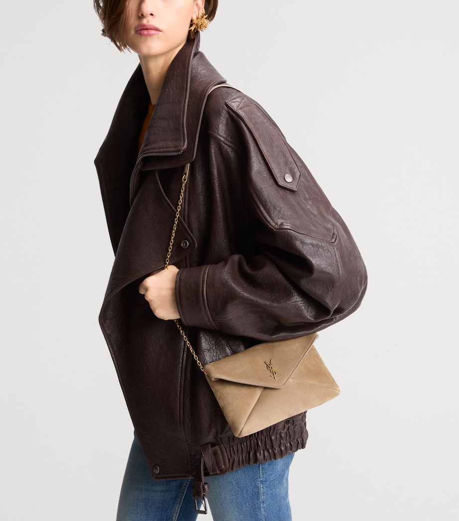 Saint Laurent Suede Small Cassandre Envelope Shoulder Bag Image 2