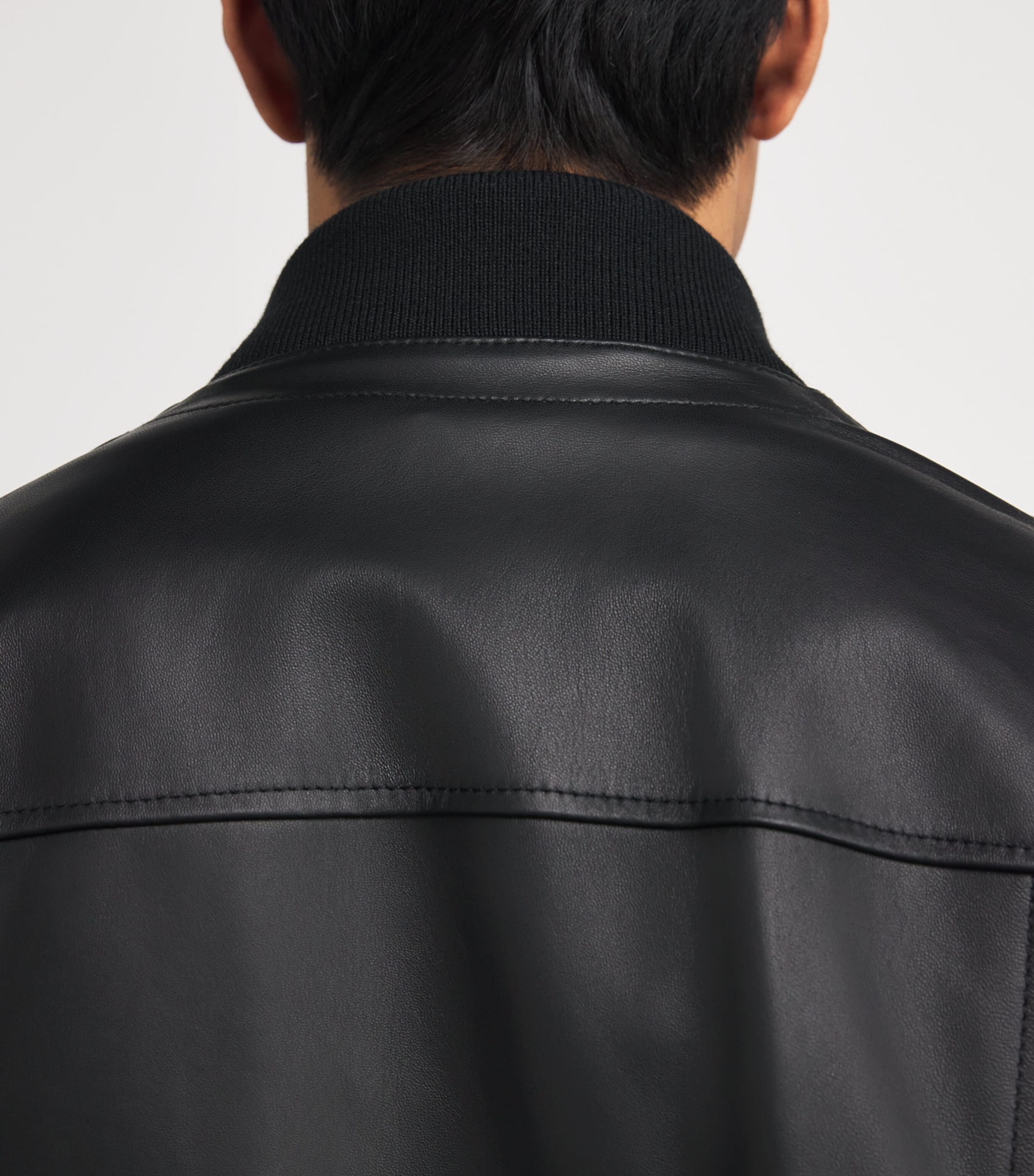 Leather Bomber Jacket 20 BLACK Image 6