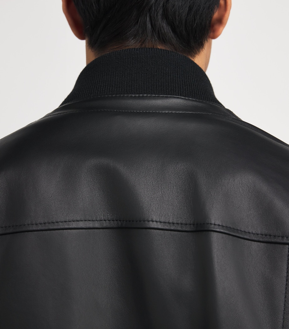 Leather Bomber Jacket 20 BLACK Image 6