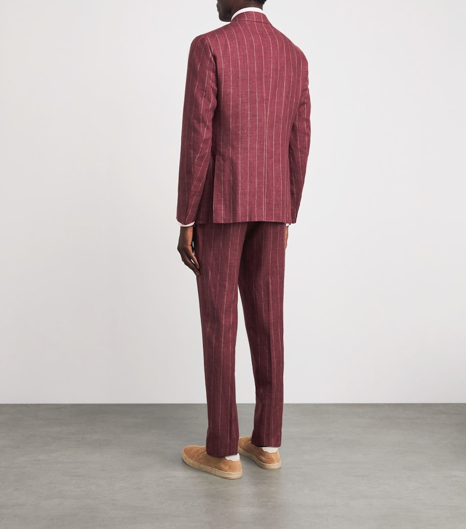 Isaia Mens Linen-Wool Double-Breasted 2-Piece Suit Image 4