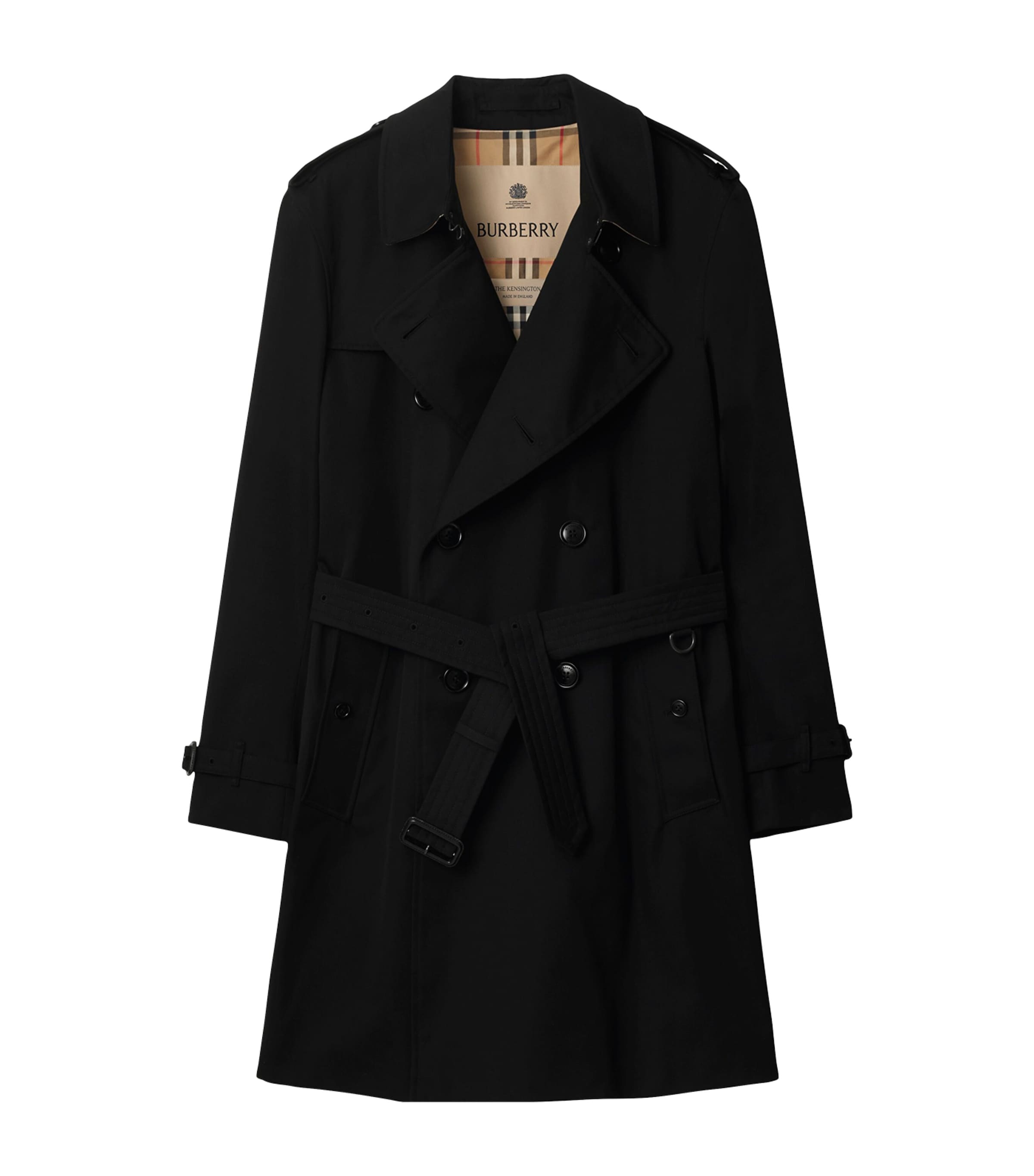 Burberry Mens Mid-Length Kensington Heritage Trench Coat Black Image 1