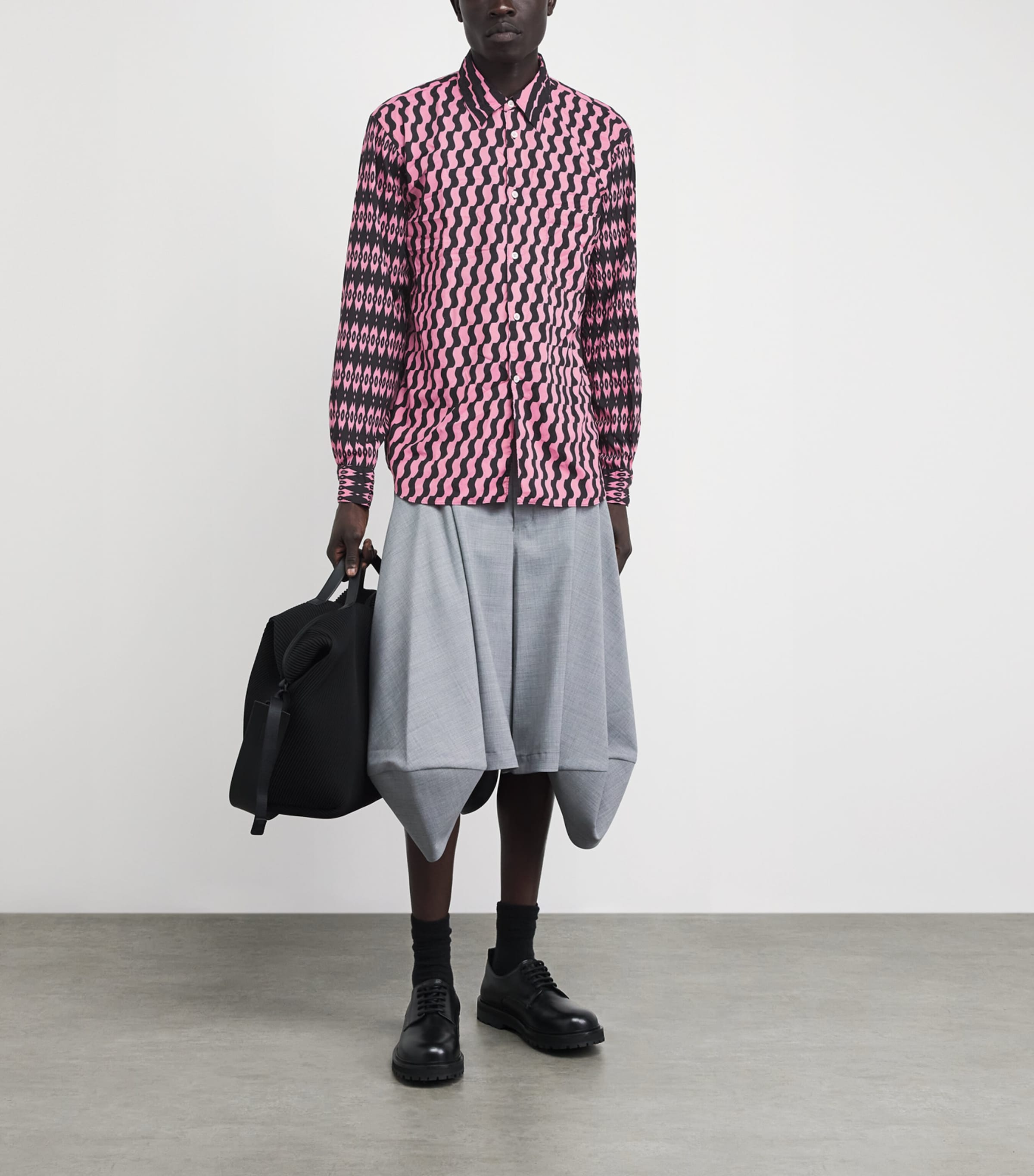 Comme Des Garçons Homme Plus Mens Printed Relaxed Shirt Pink/black Image 2