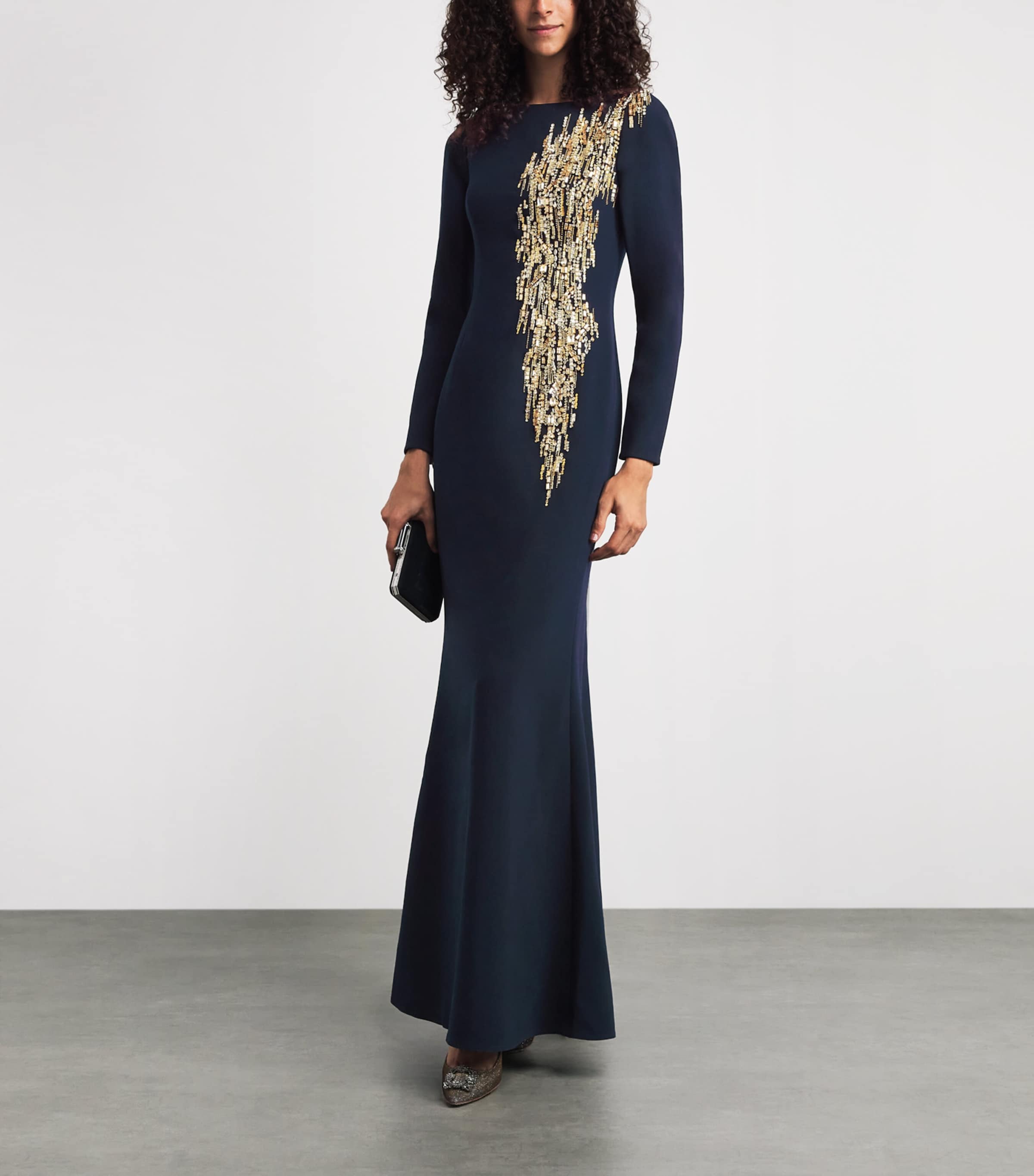 Jenny Packham Womens Embellished Avana Maxi Dress Ink Image 2