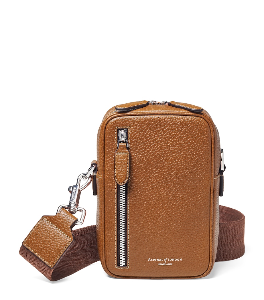 Leather Reporter North South Cross-Body Bag TAN Image 1