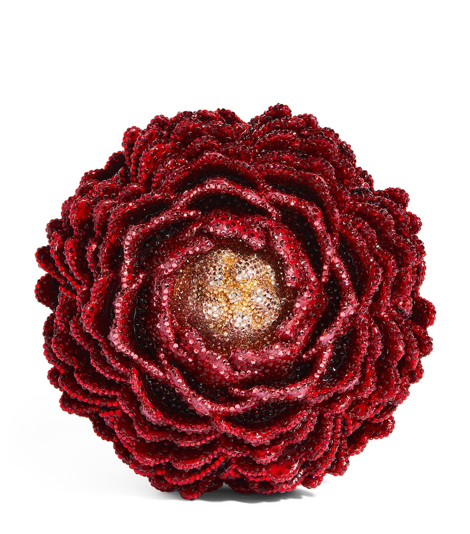 Crystal-Embellished Peony Clutch Bag SILVER FLAME Image 1