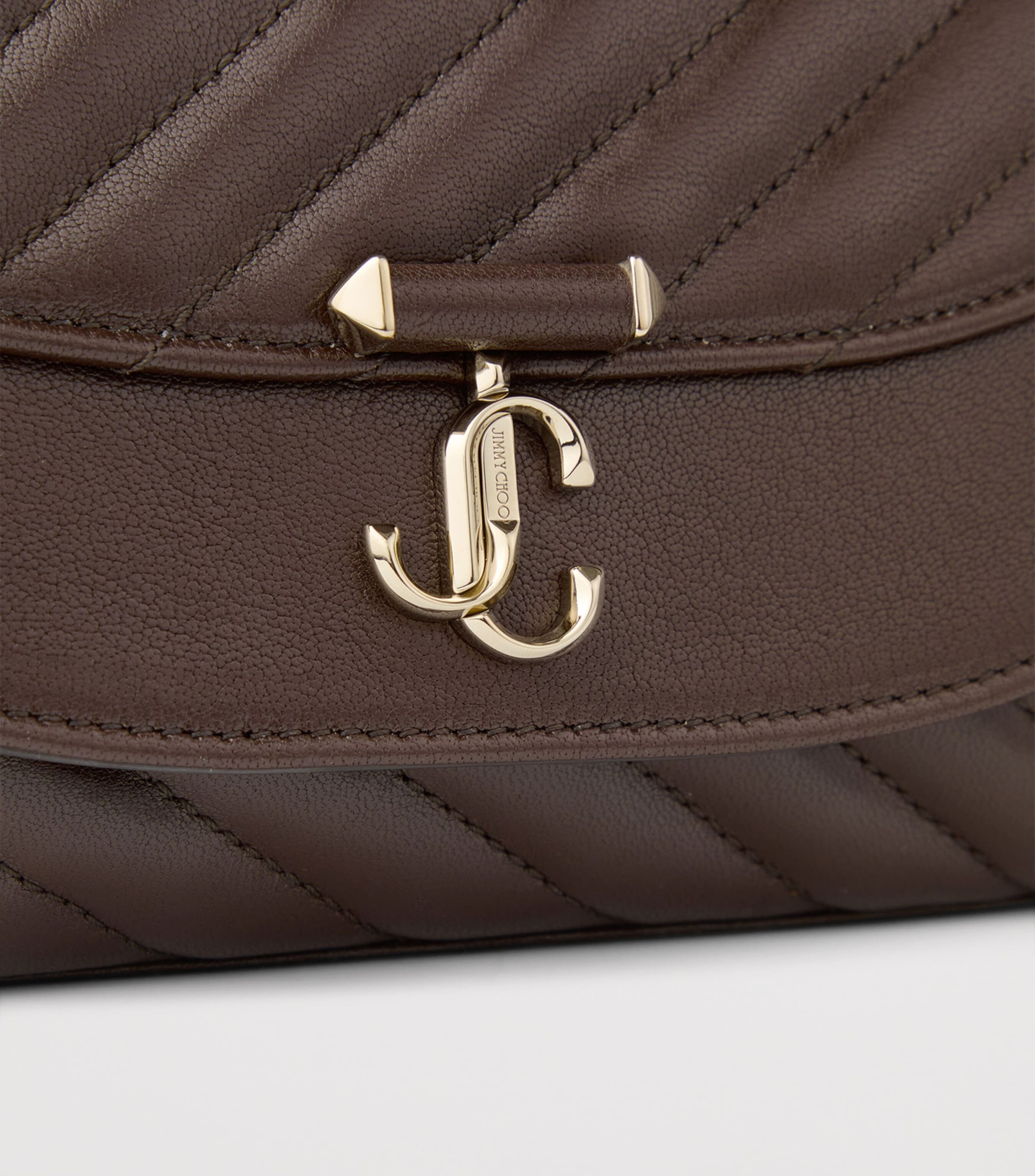 Jimmy Choo Leather Curve Cross-Body Bag Chocolate/shiny Gold Image 6