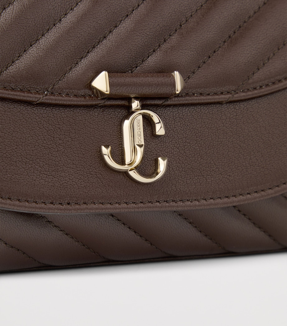 Jimmy Choo Leather Curve Cross-Body Bag Chocolate/shiny Gold Image 6