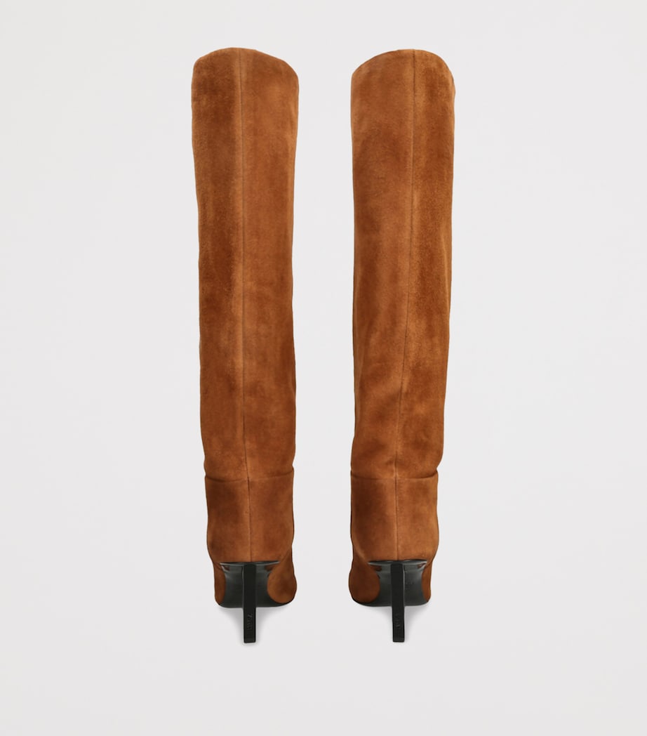 Leather V-Heel Knee-High Boots 85 MID BROWN Image 2