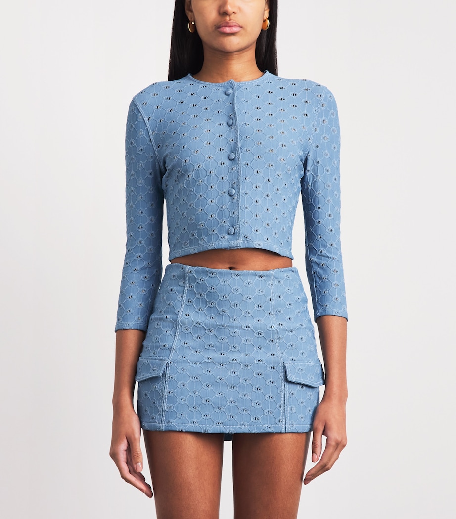 Devon Windsor Womens Open-Work Reed Cropped Jacket Capri Image 4