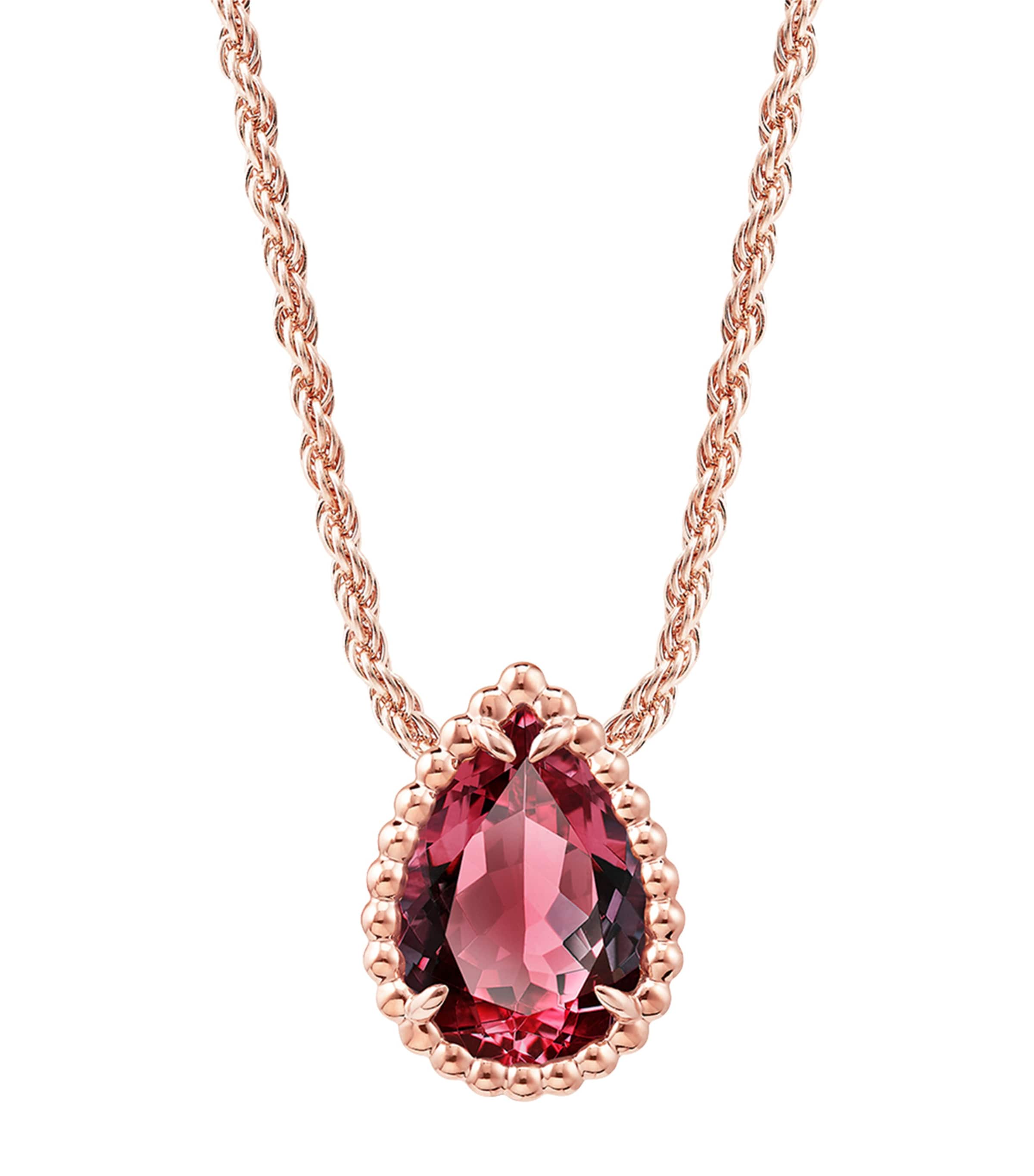 Small Rose Gold and Garnet Serpent Bohème Motif Necklace MULTI Image 3