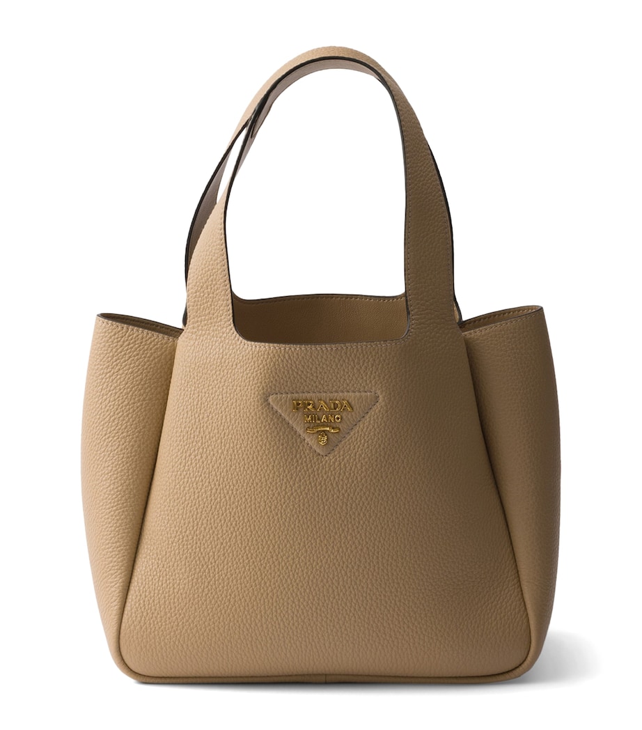 Prada Small Leather Tote Bag Neutral Image 1