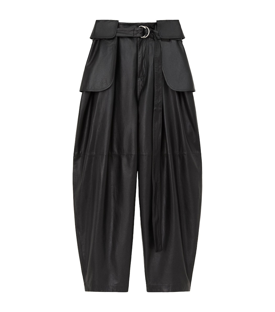 LOEWE Womens Leather Cargo Trousers Black Image 1