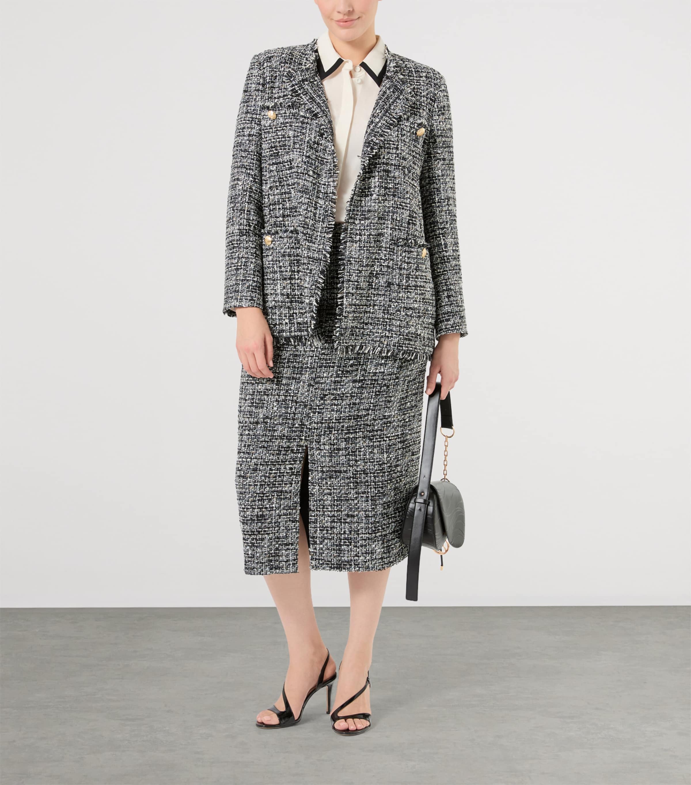 Marina Rinaldi Womens Tweed Jacket Black White Image 2