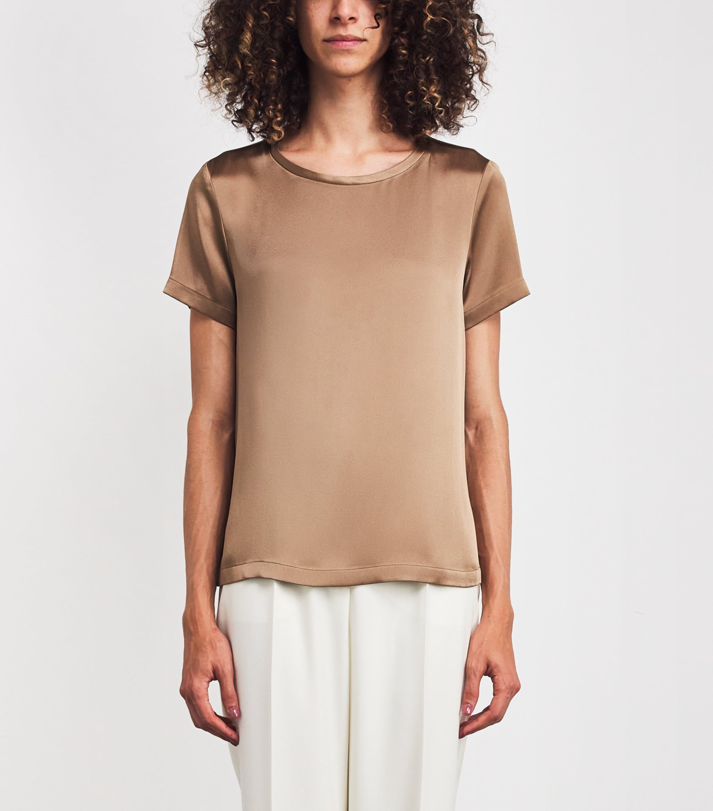 Satin Rebecca T-Shirt CAMEL Image 3