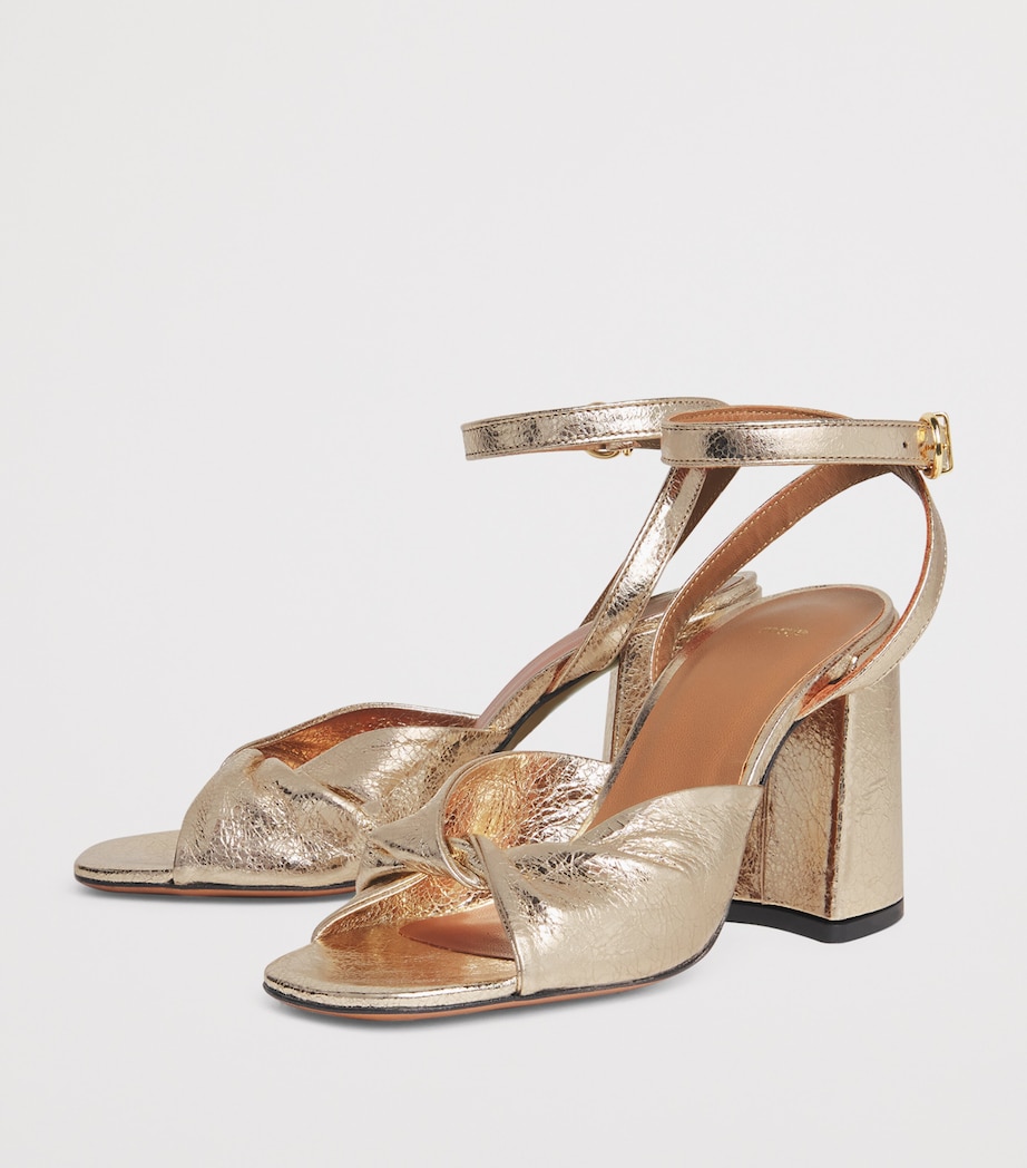 Maje Metallic Leather Twisted Sandals 85 Gold Image 2