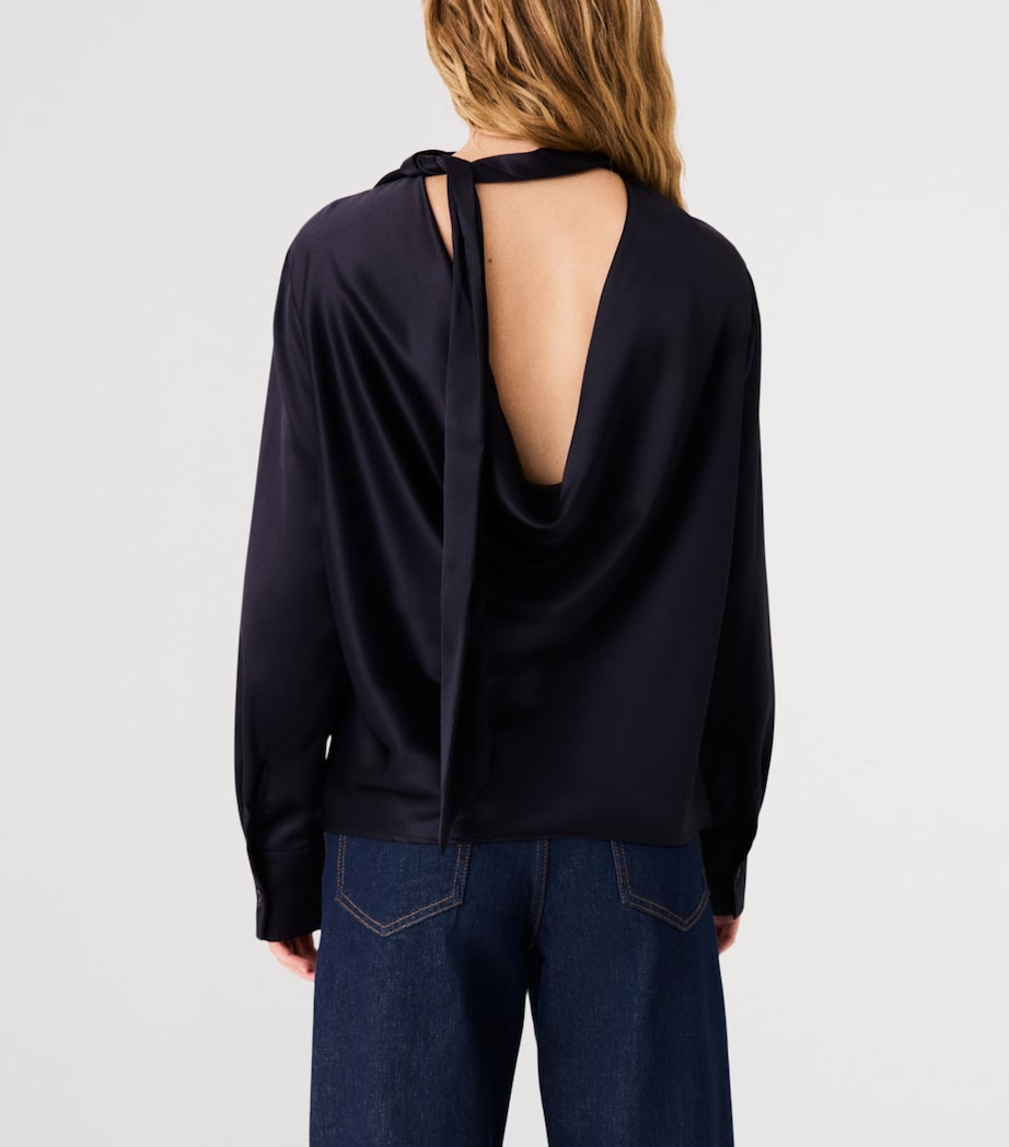 Maje Womens Satin High-Neck Blouse Navy Image 4