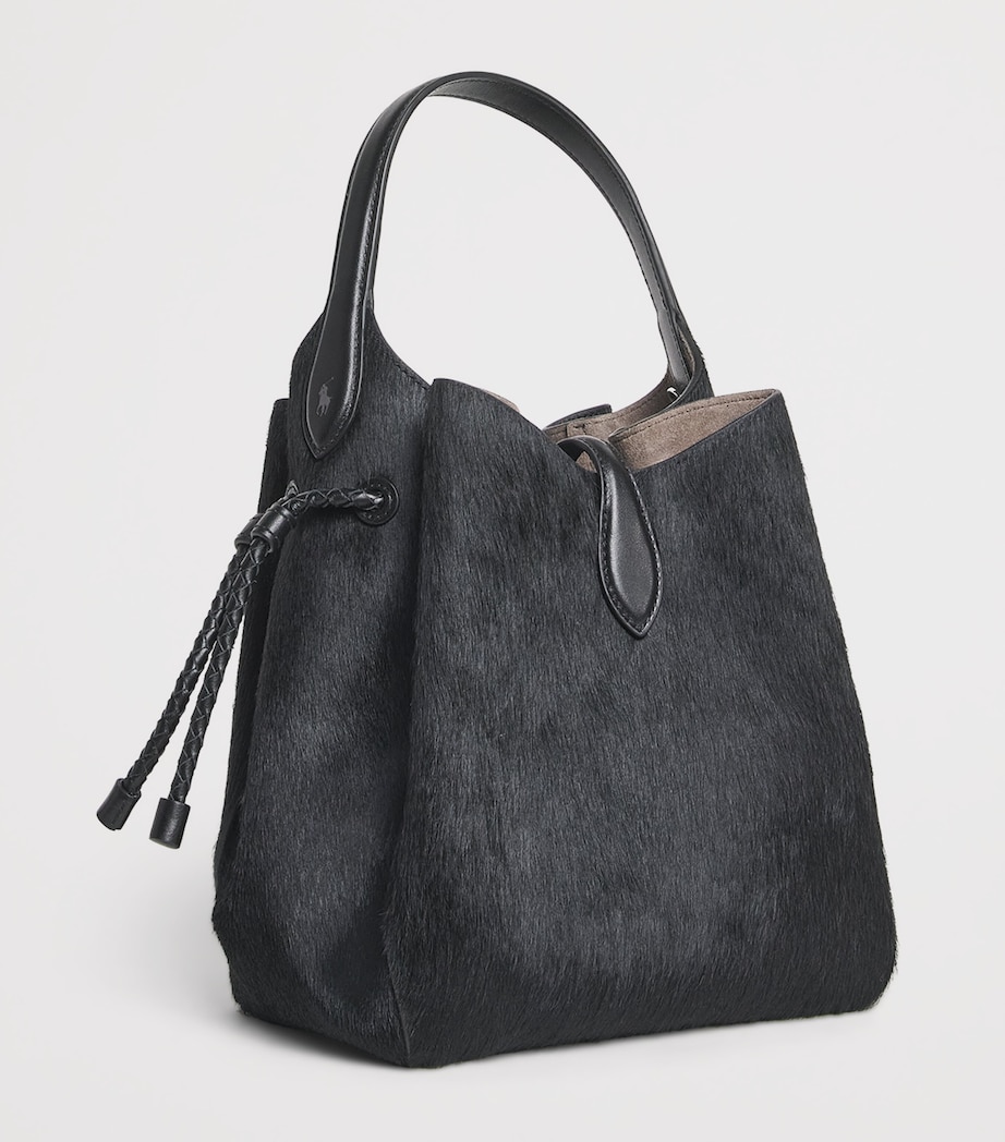 Polo Ralph Lauren Small Calf Hair Cross-Body Bucket Bag Black Image 3