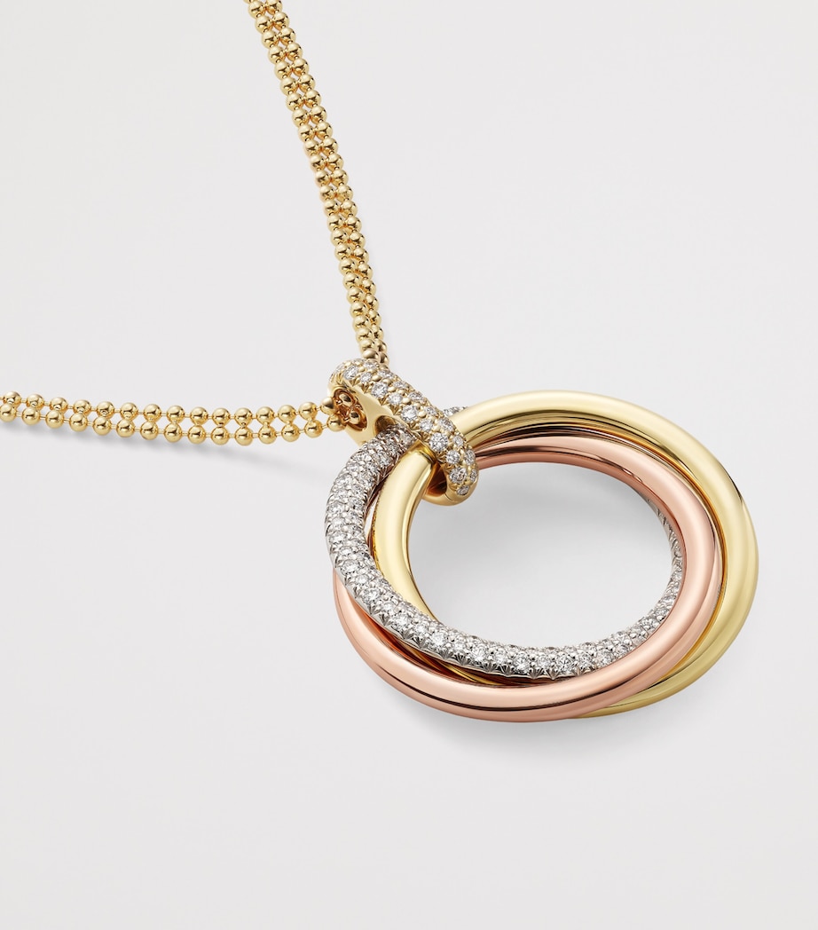 Cartier Large White, Rose, Yellow Gold and Diamond Trinity Necklace Mixed Gold Image 3