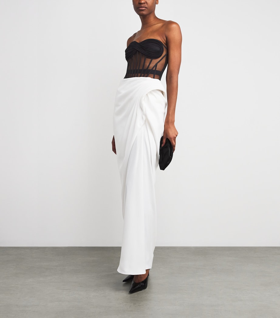 Sculpted Dichrome Corset Gown BLACK WITH WHITE Image 2