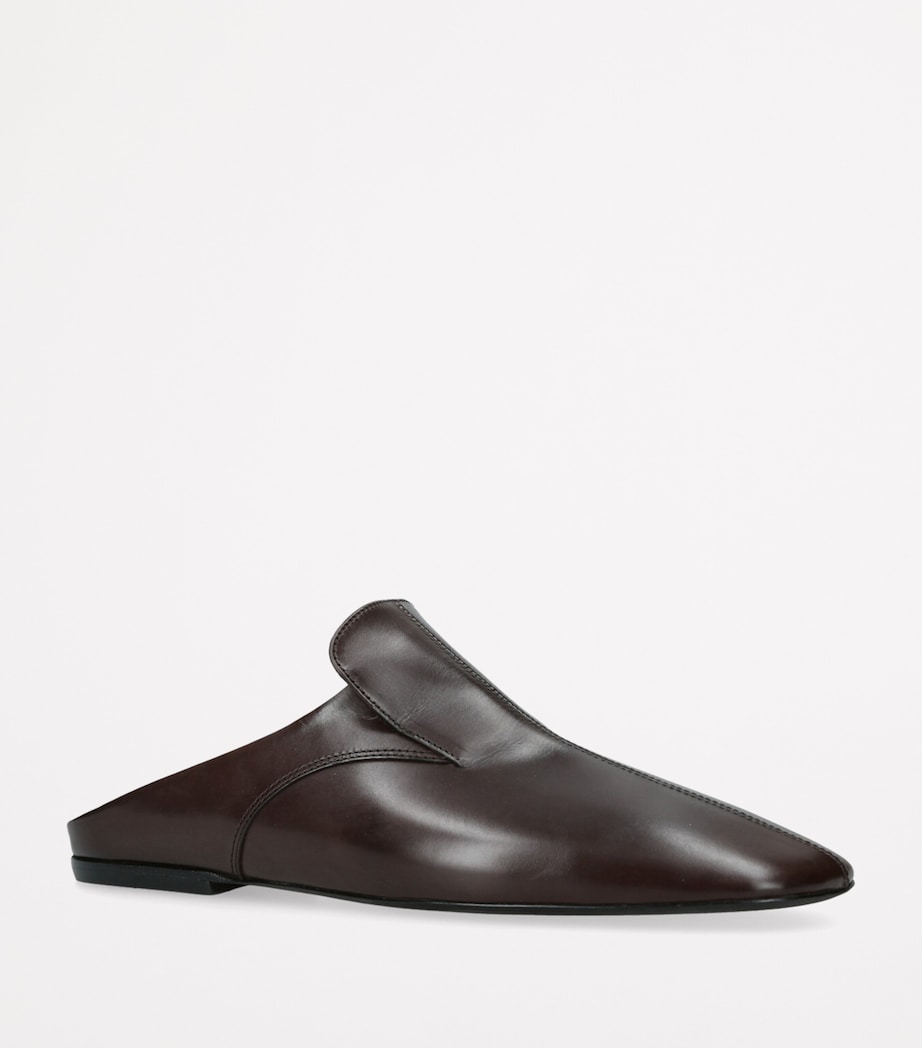 Leather Square-Toe Mules DARK BROWN Image 4