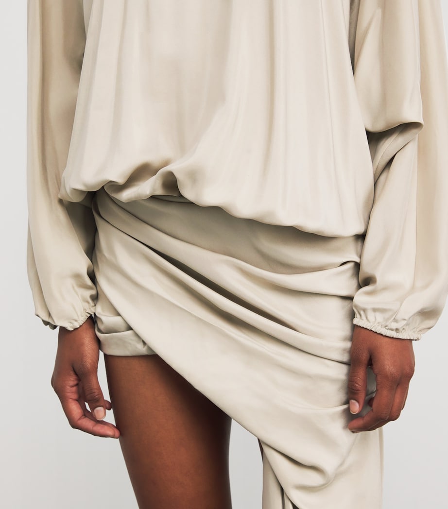 Silk Parachute Mini Dress STONE Image 4