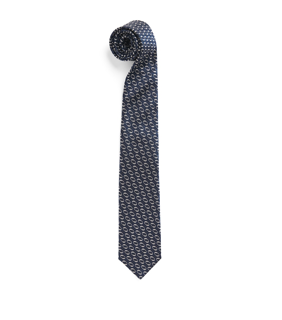 Isaia Silk Geometric Jacquard Tie Image 1